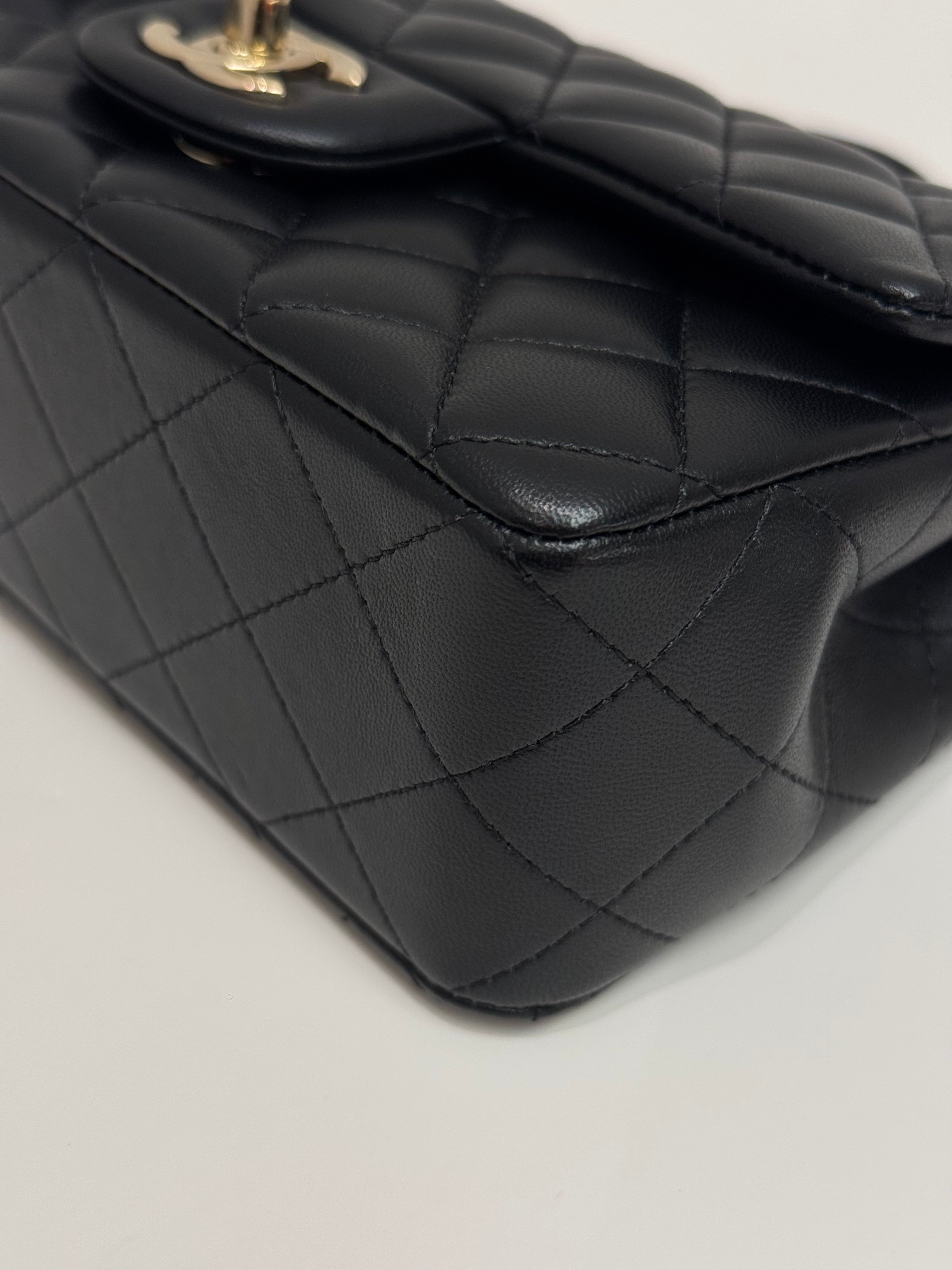 Chanel Top Handle Mini Rectangular Flap Bag Lambskin Black (Microchip)
