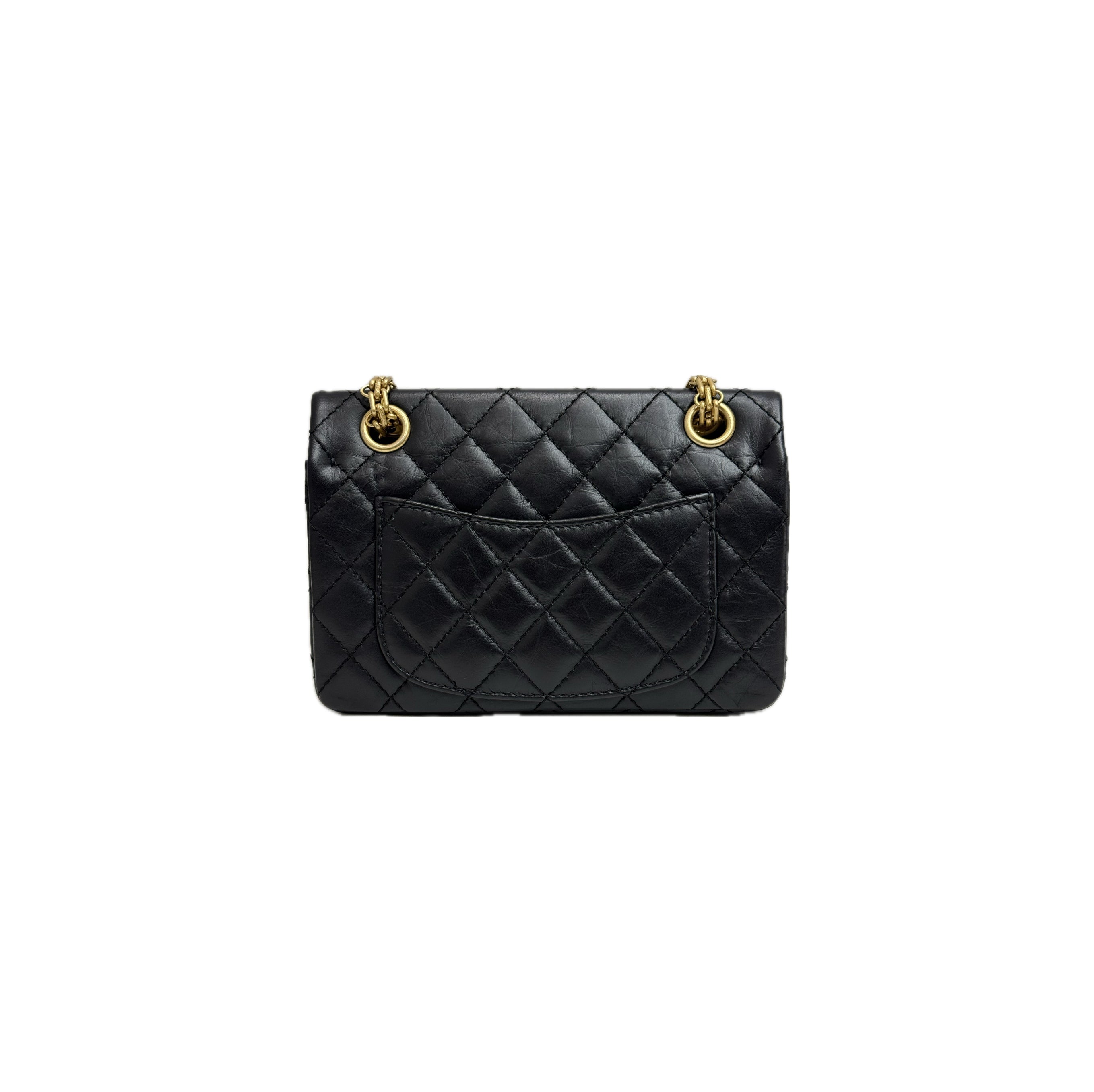 Chanel Mini 2.55 Handbag Aged Calfskin Black (Microchip)