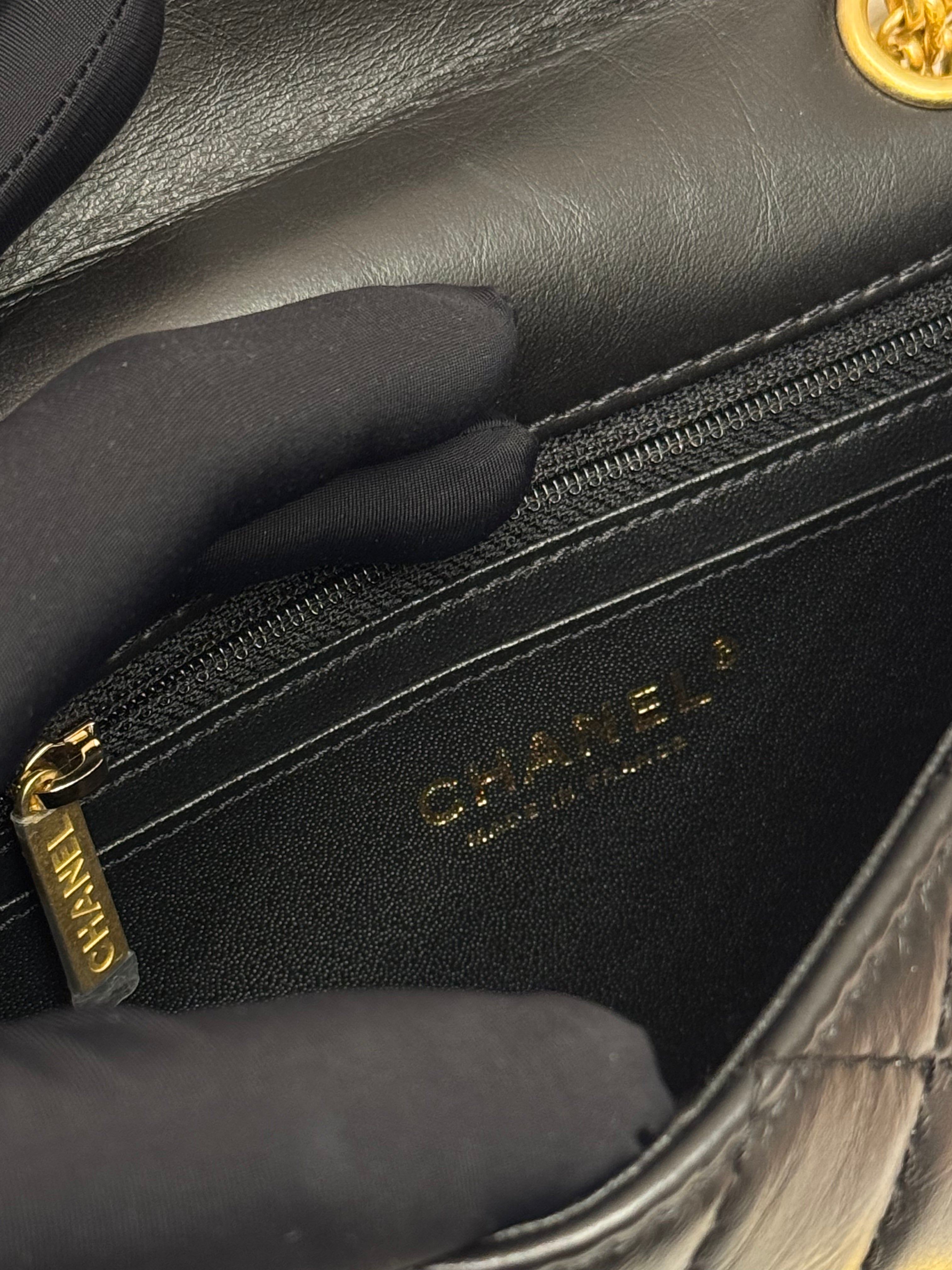 Chanel Mini 2.55 Handbag Aged Calfskin Black (Microchip)