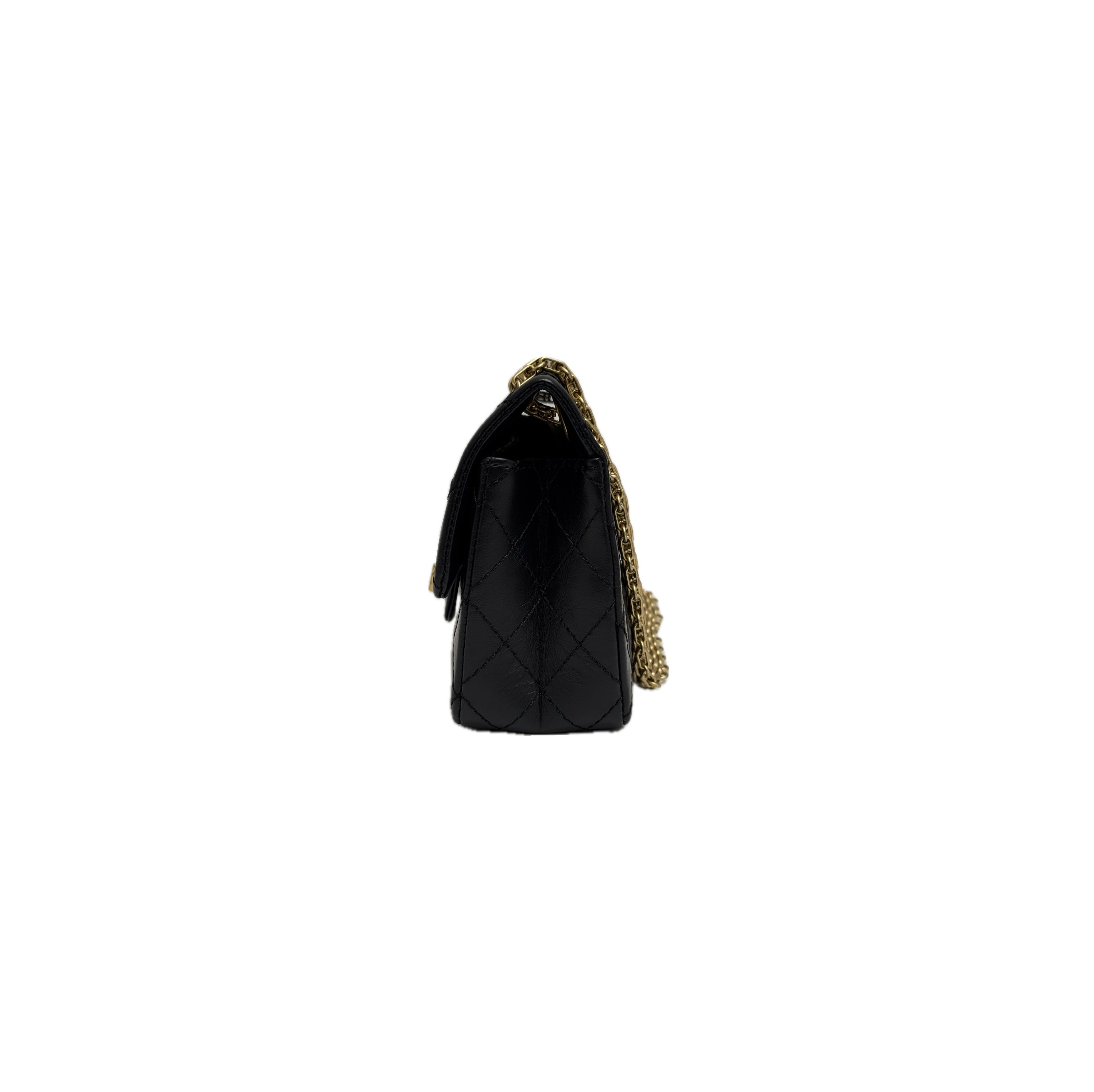 Chanel Mini 2.55 Handbag Aged Calfskin Black (Microchip)