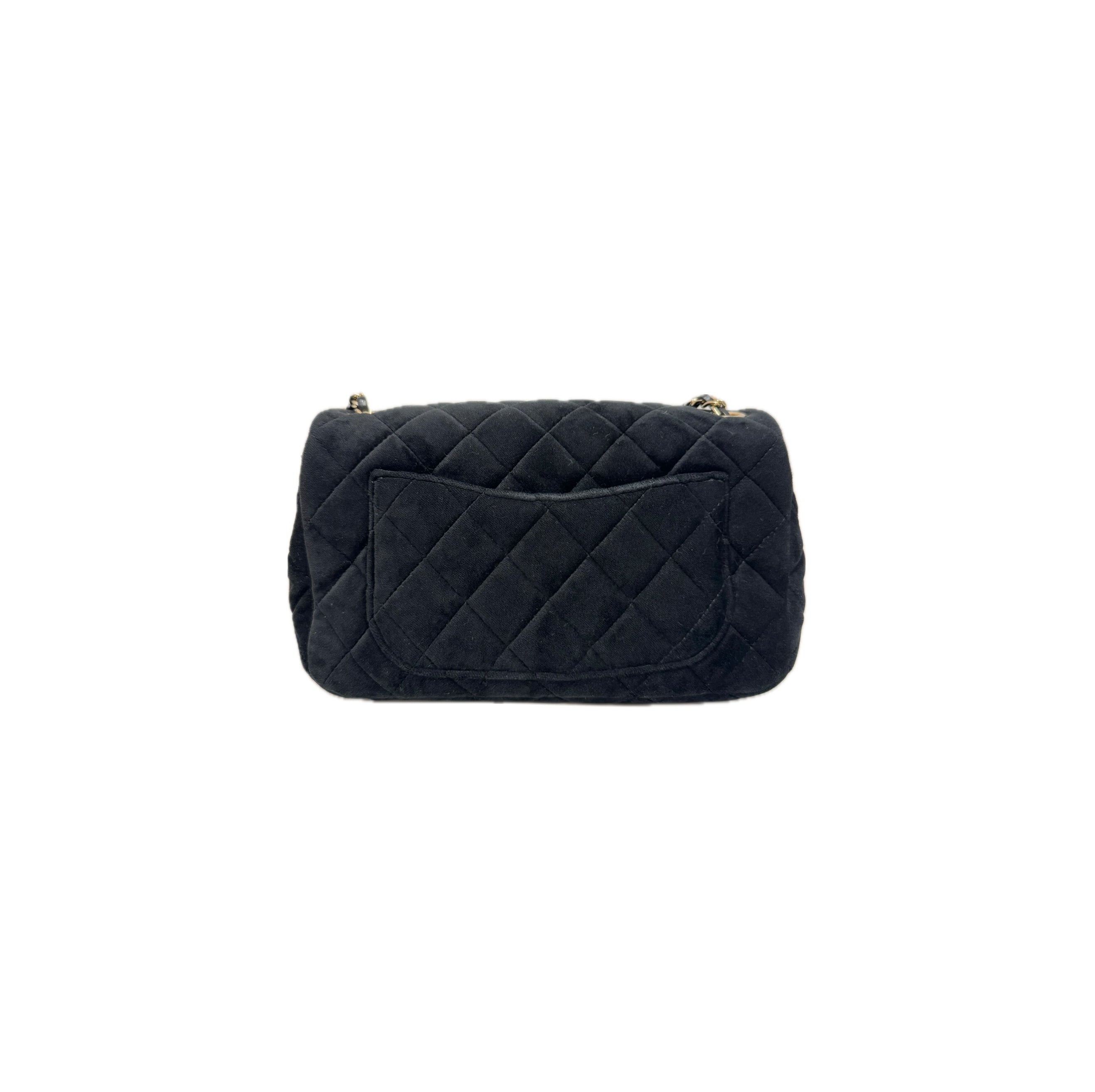 Chanel Mini Pearl Crush Classic Flap Velvet Black