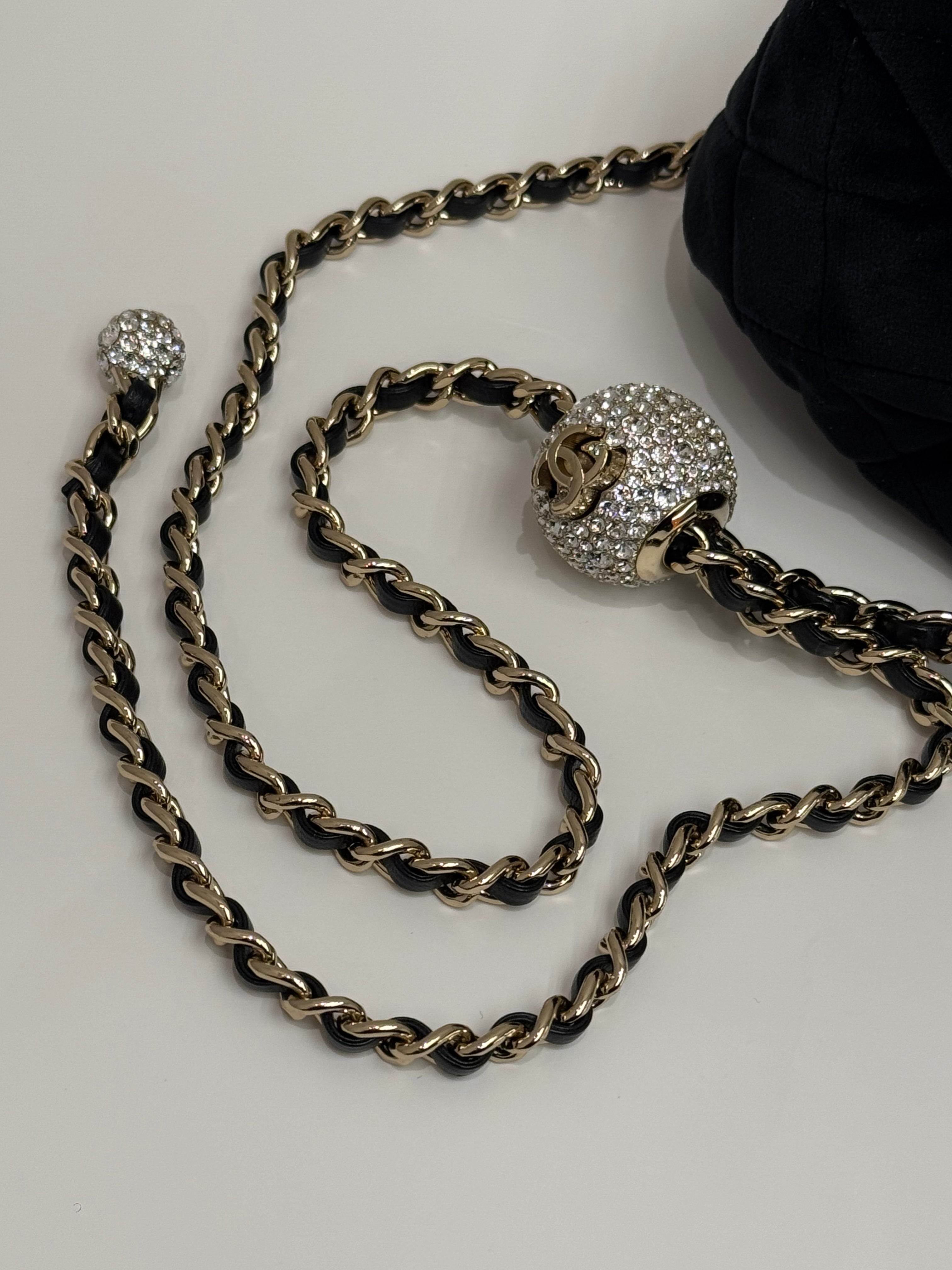 Chanel Mini Pearl Crush Classic Flap Velvet Black