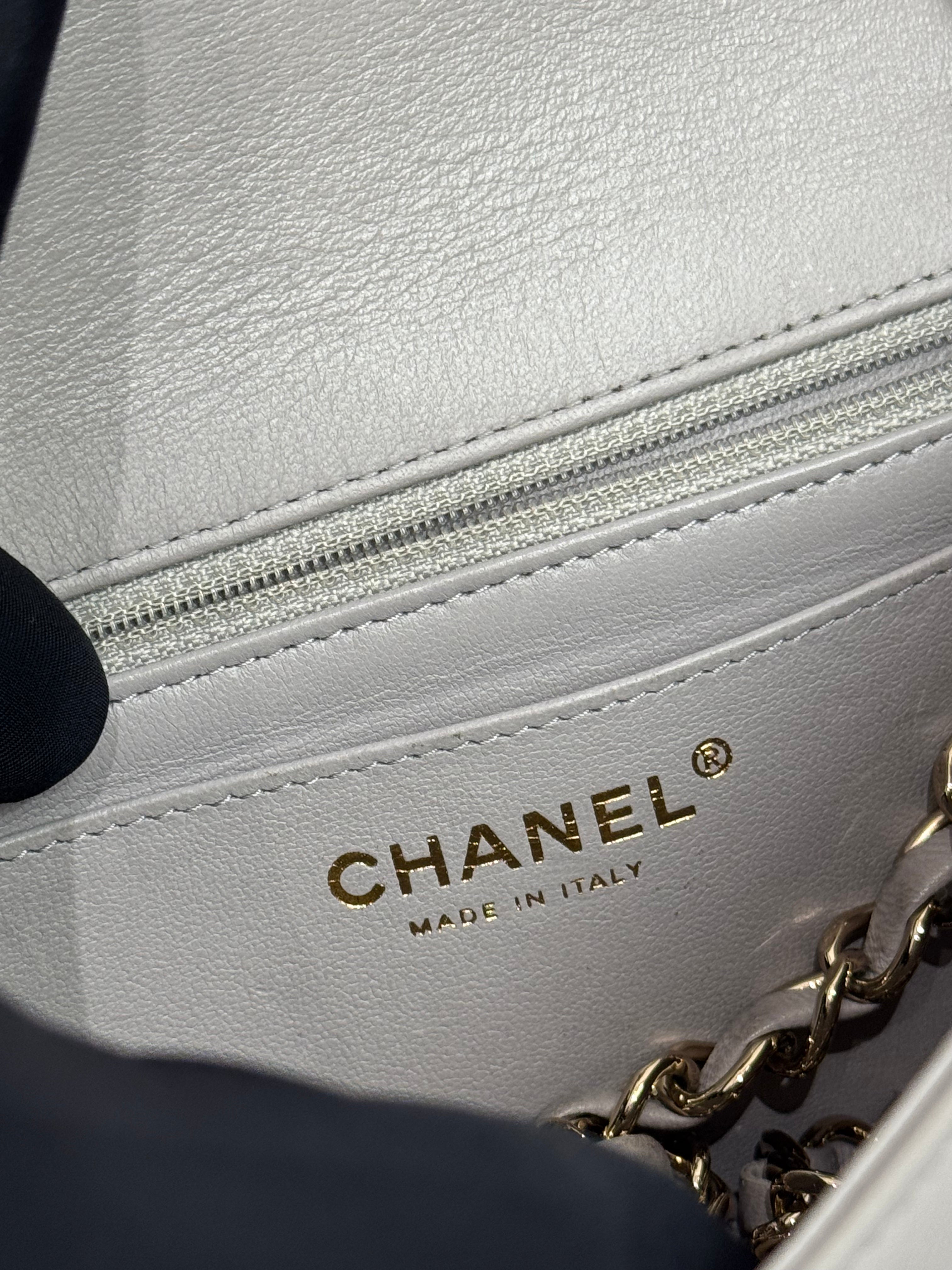 Chanel Mini Rectangular Flap Bag Lambskin Grey (Microchip)