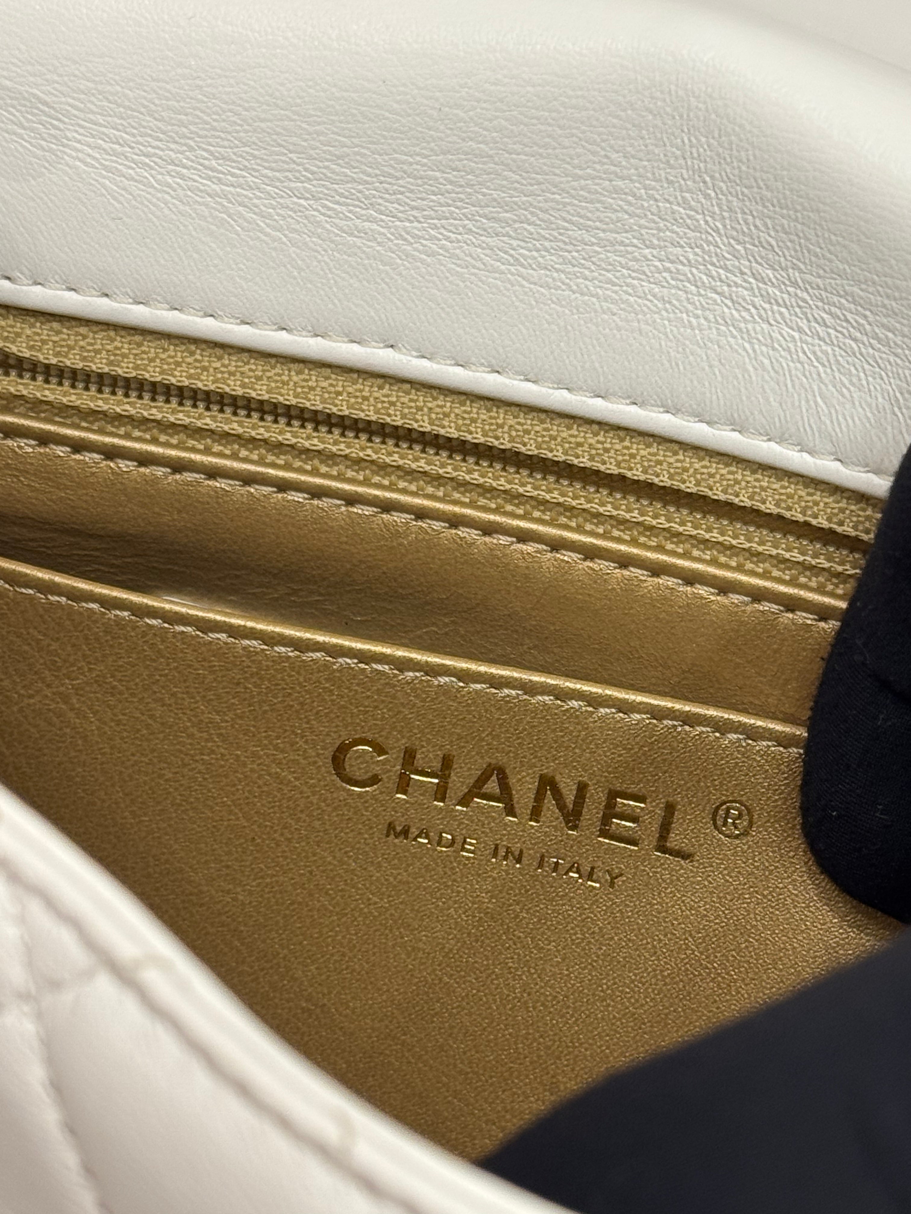Chanel Mini Pearl Crush Flap Lambskin White