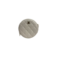 Chanel Round Clutch With Chain Lambskin White