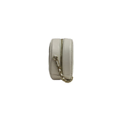 Chanel Round Clutch With Chain Lambskin White
