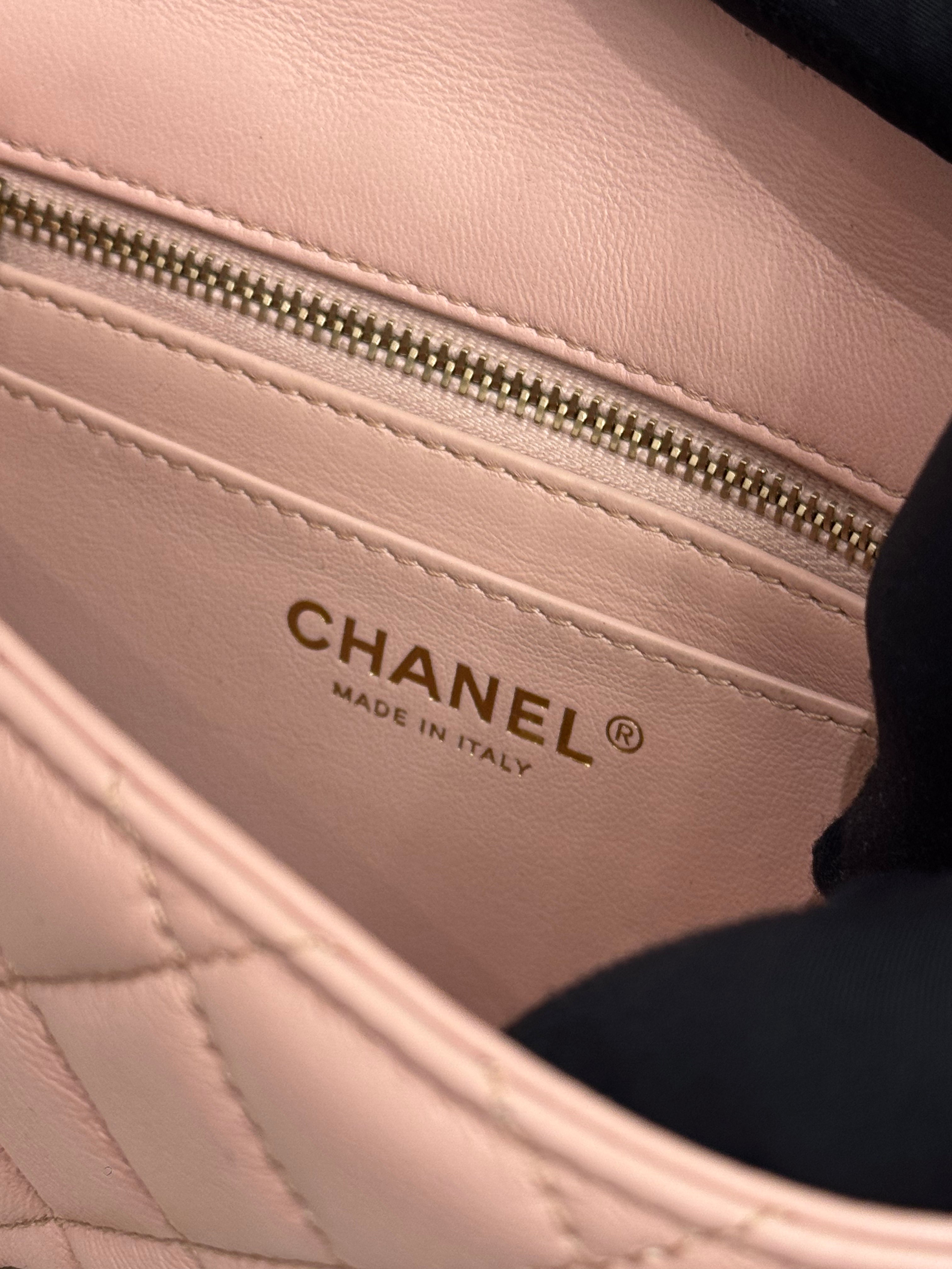 Chanel Mini Pearl Crush Rectangular Flap Bag Lambskin Pink Beige (Microchip)