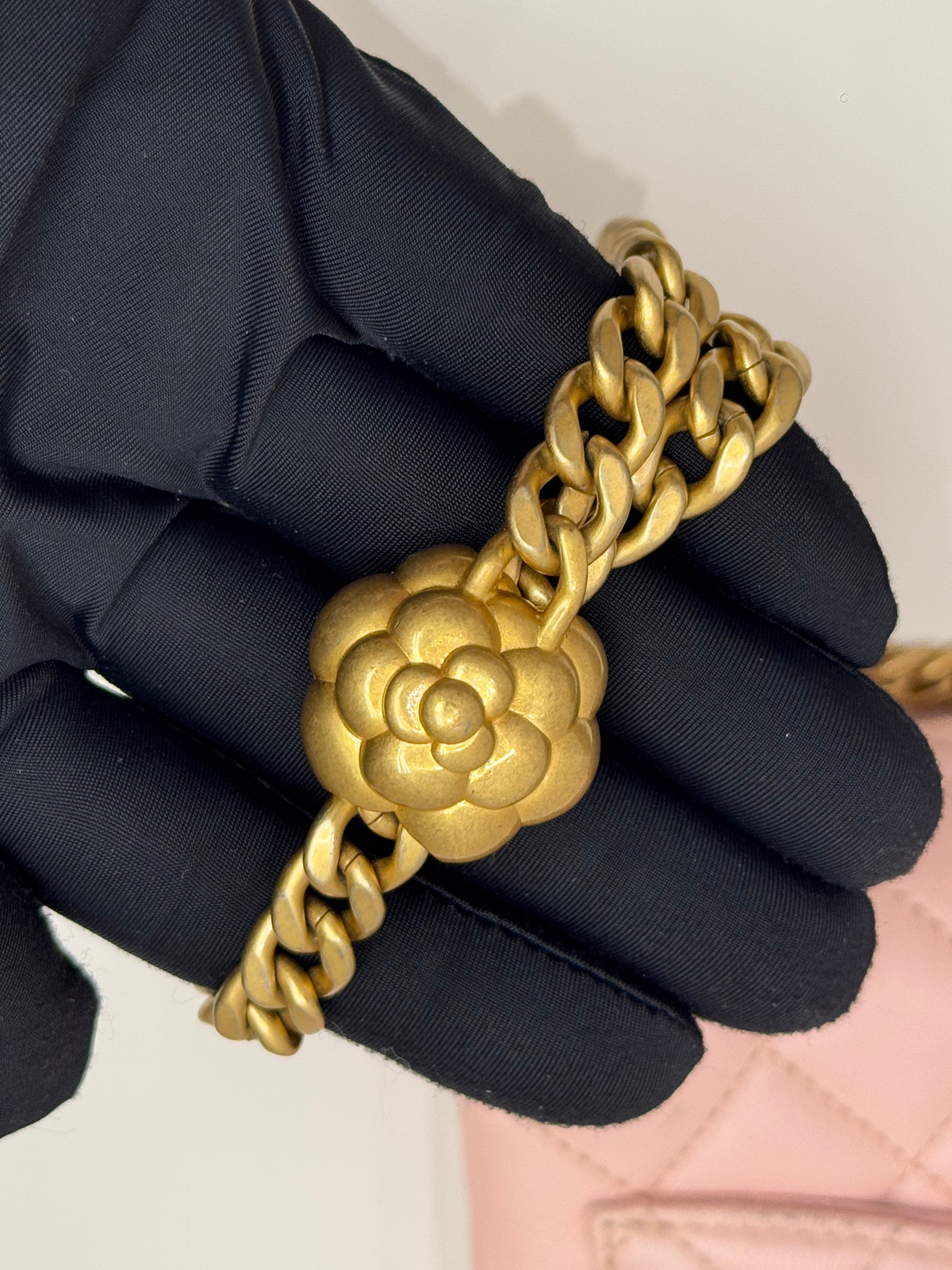 Chanel Mini Pearl Crush Rectangular Flap Bag Lambskin Pink Beige (Microchip)