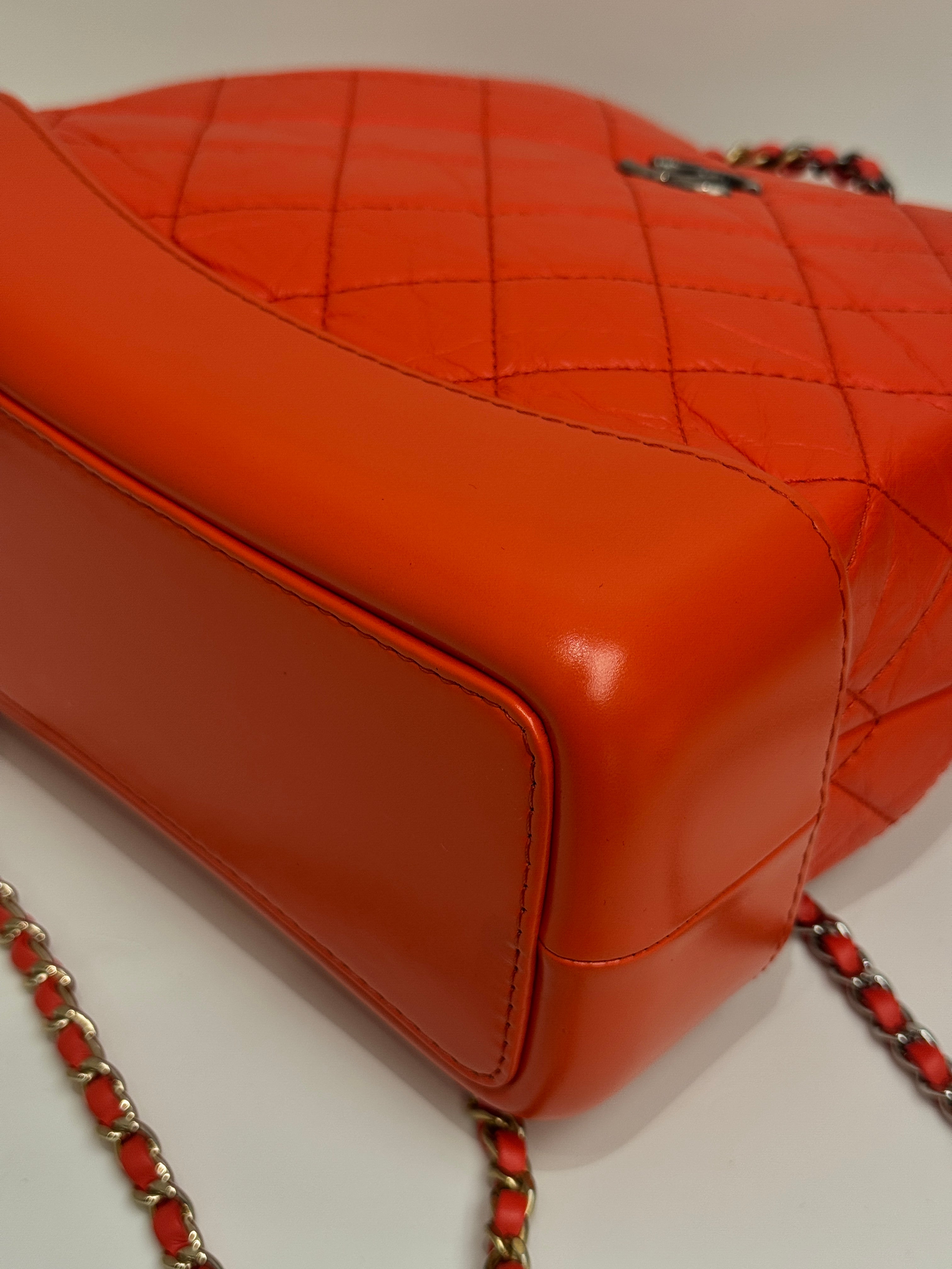 Chanel Small Gabrielle Backpack Aged Calfskin Red