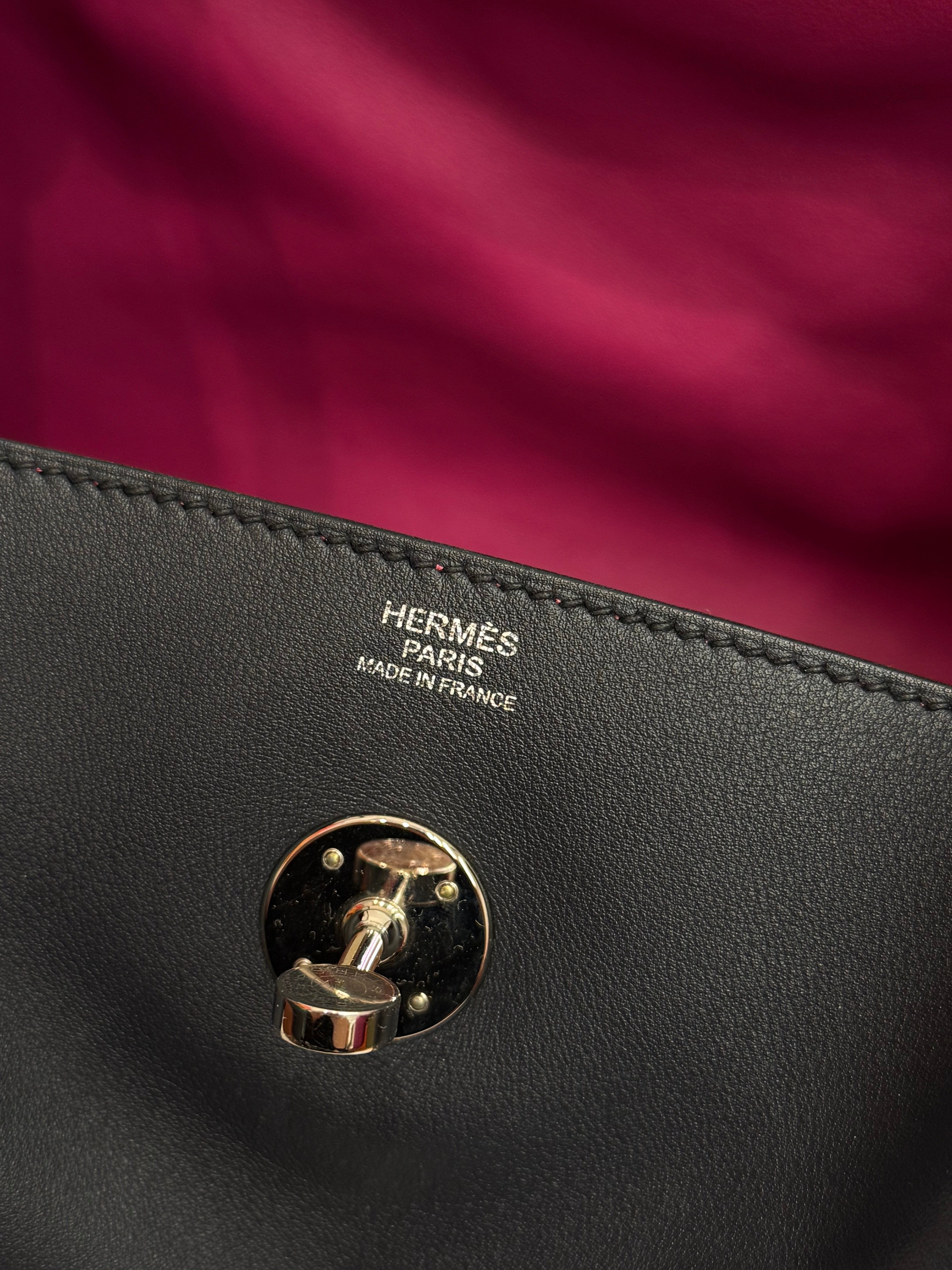 Hermes Lindy 30 Swift Blue Nuit/Rose Purple STAMP C