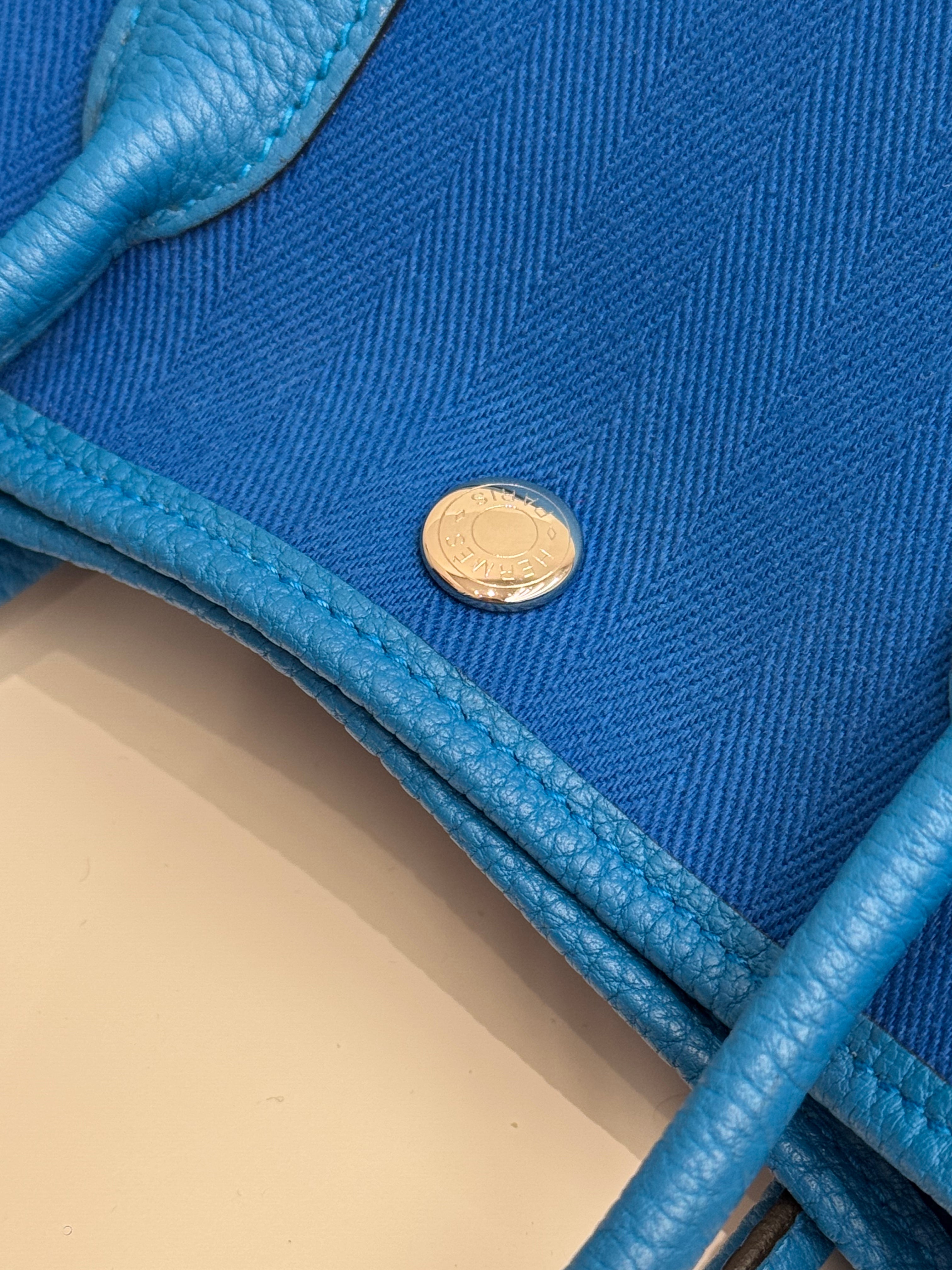 Hermes Garden Party 30 Canvas / Negonda Blue STAMP Z