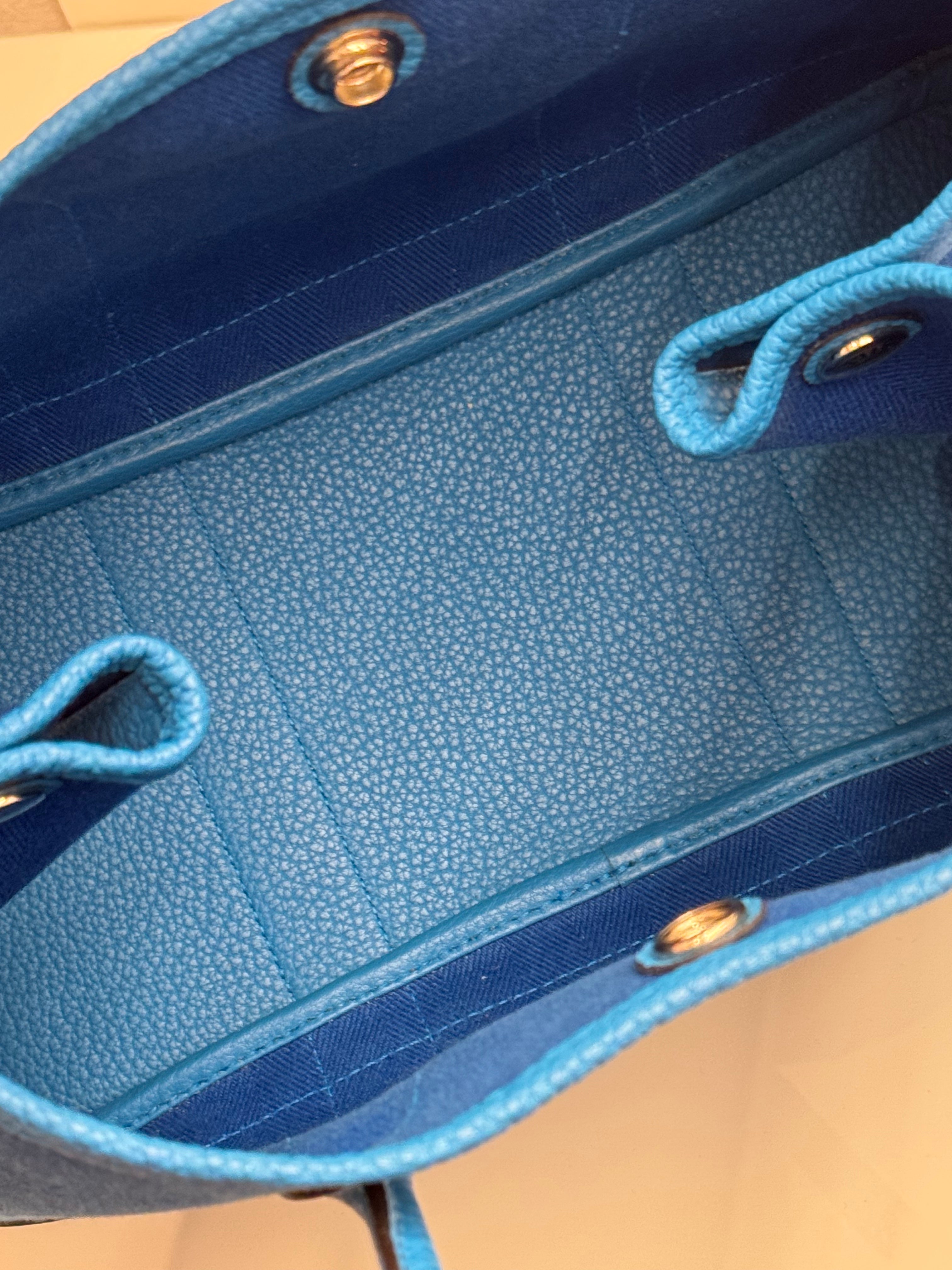 Hermes Garden Party 30 Canvas / Negonda Blue STAMP Z