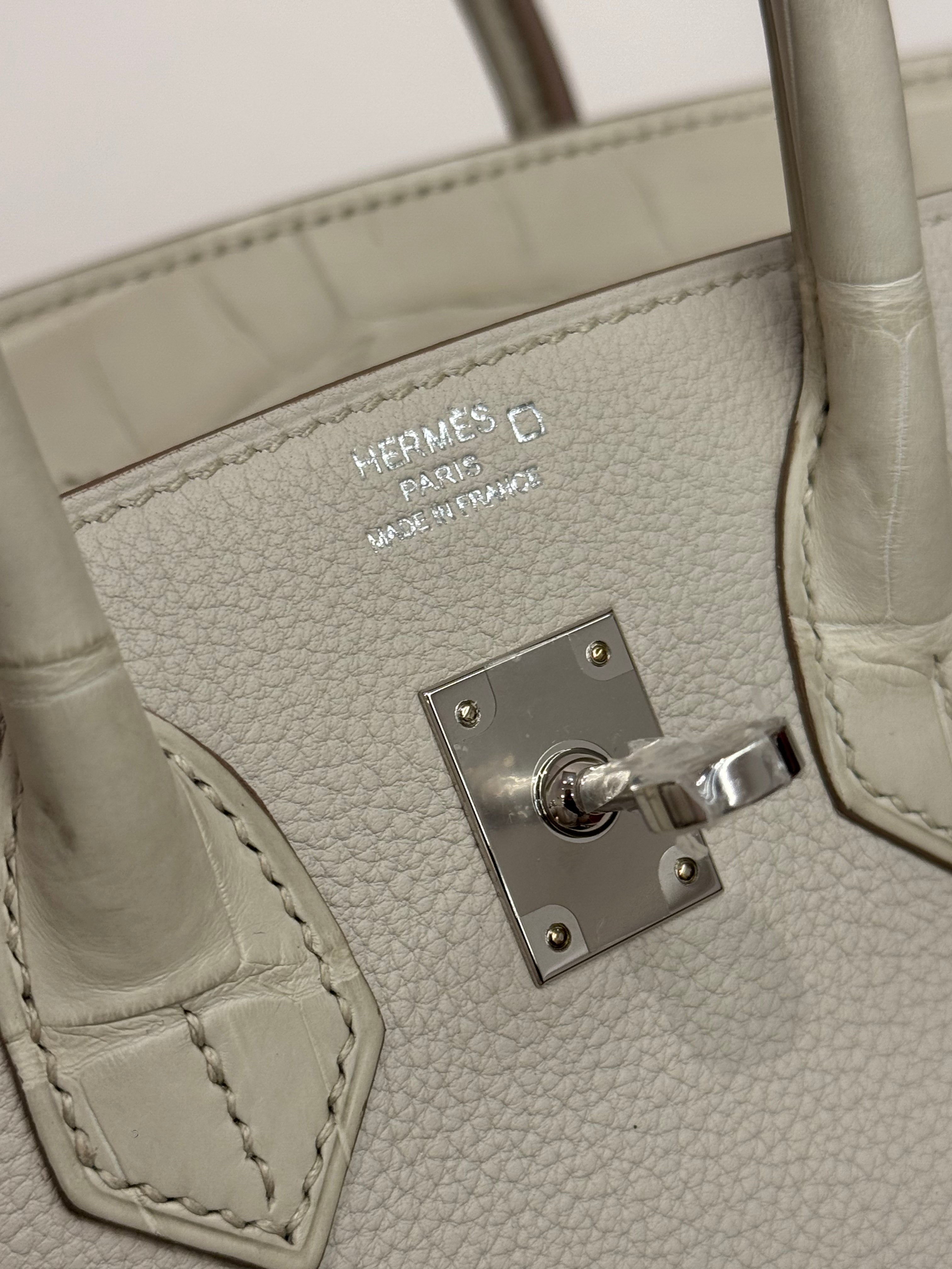 Hermes Birkin 25 Touch Matte Alligator/Togo Beton STAMP B
