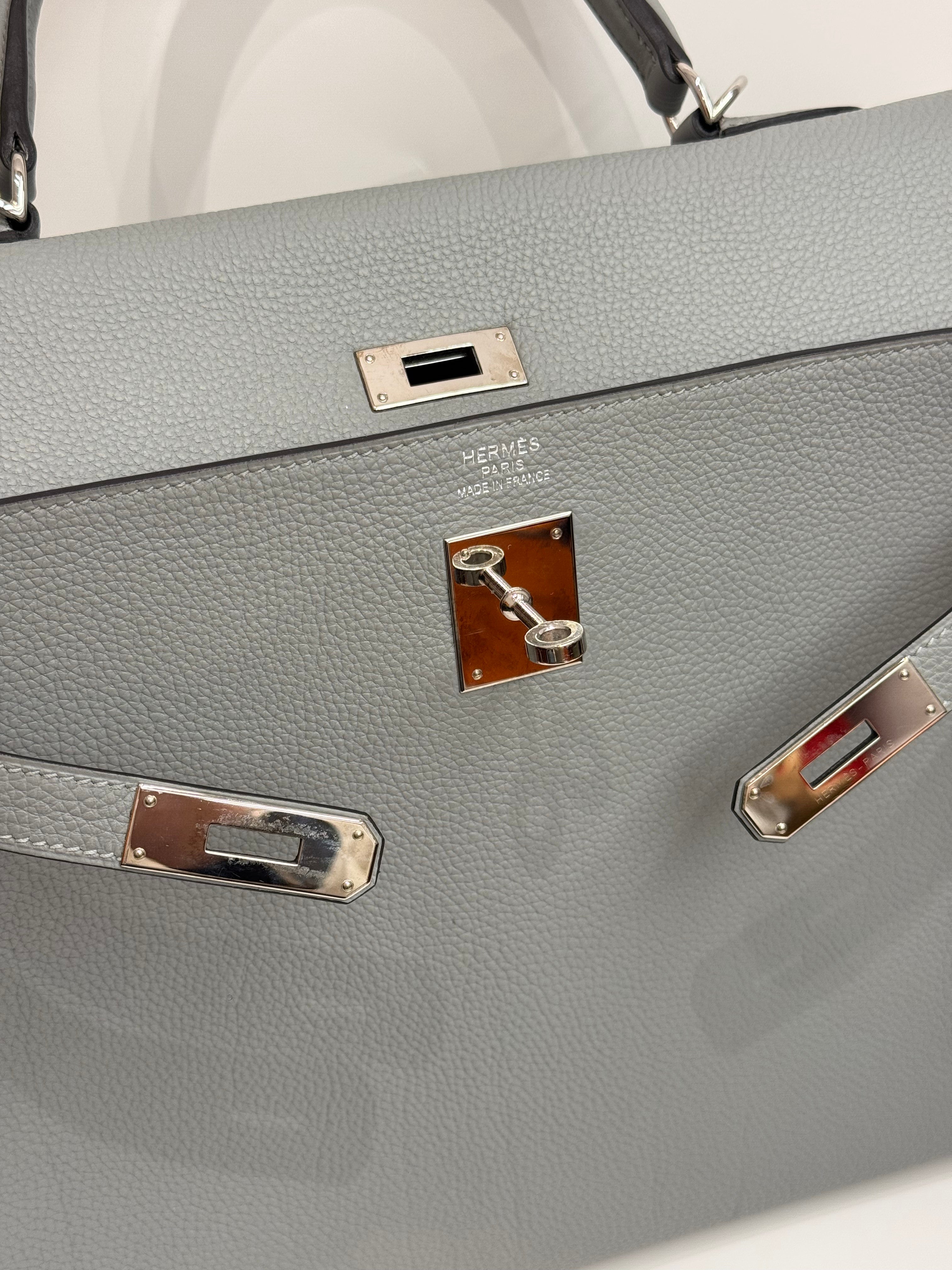 Hermes Kelly 35 Togo Gris Mouette STAMP X