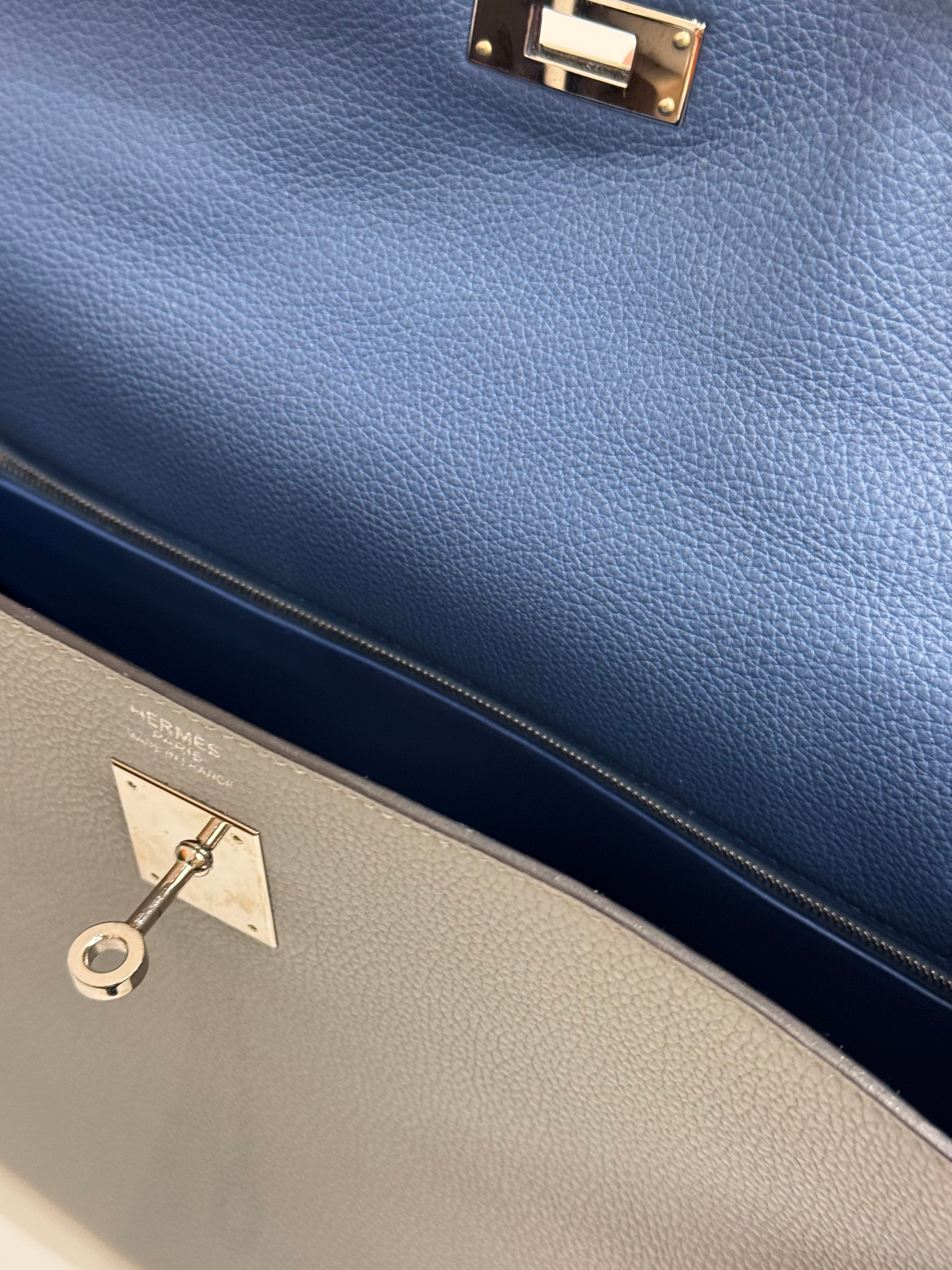 Hermes Kelly 35 Togo Gris Mouette STAMP X