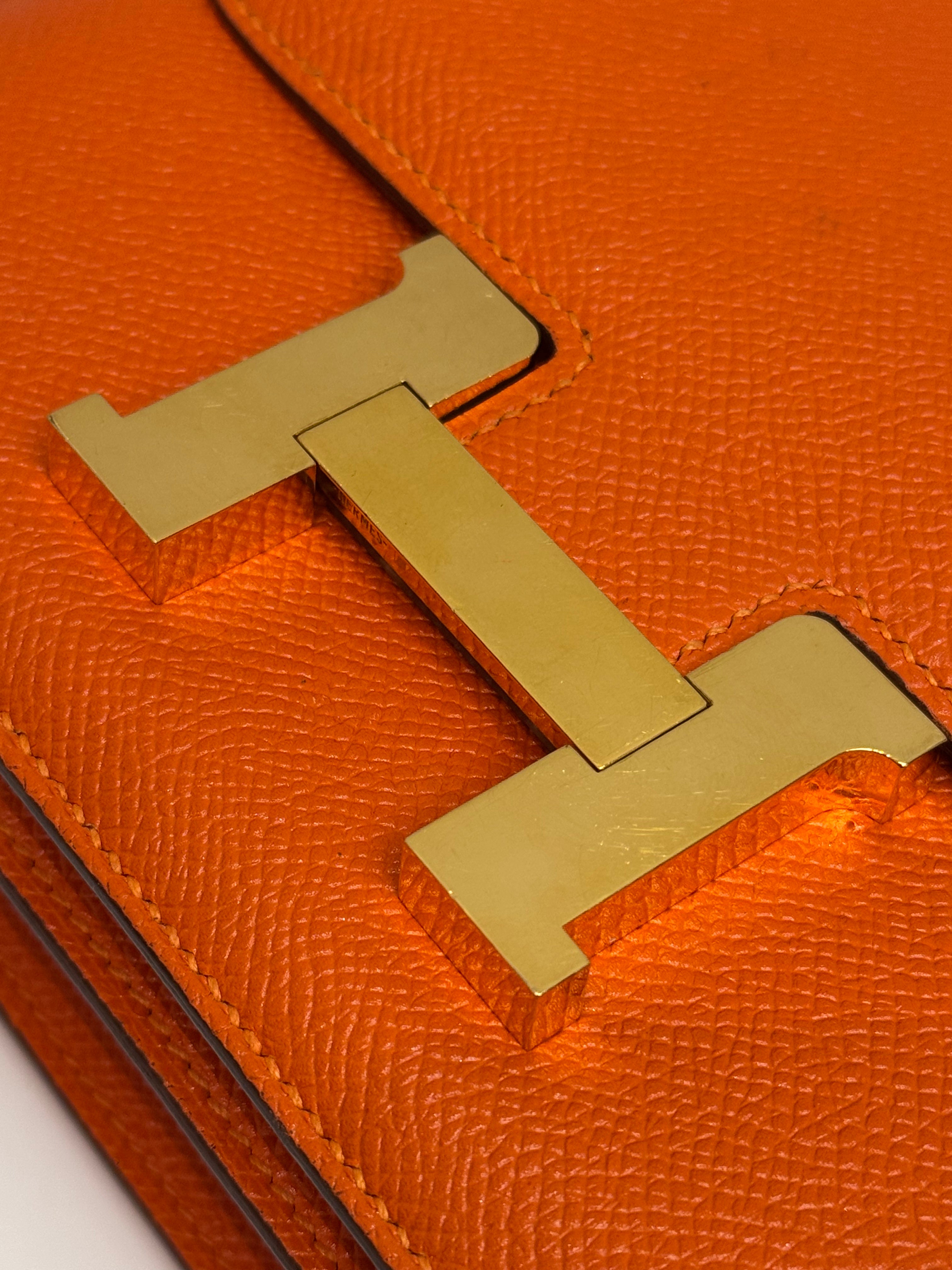 Hermes Mini Constance Epsom Orange STAMP T