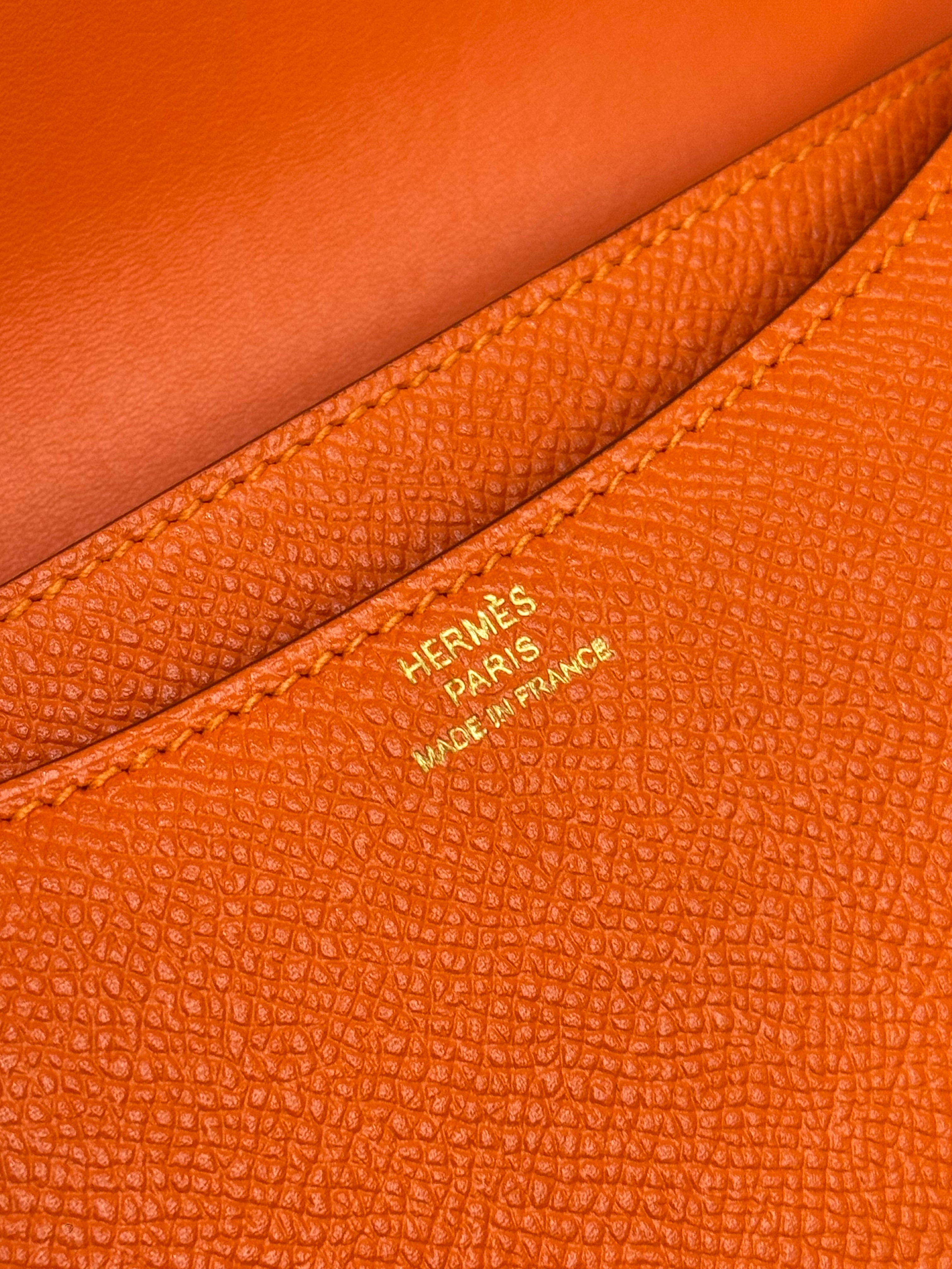 Hermes Mini Constance Epsom Orange STAMP T