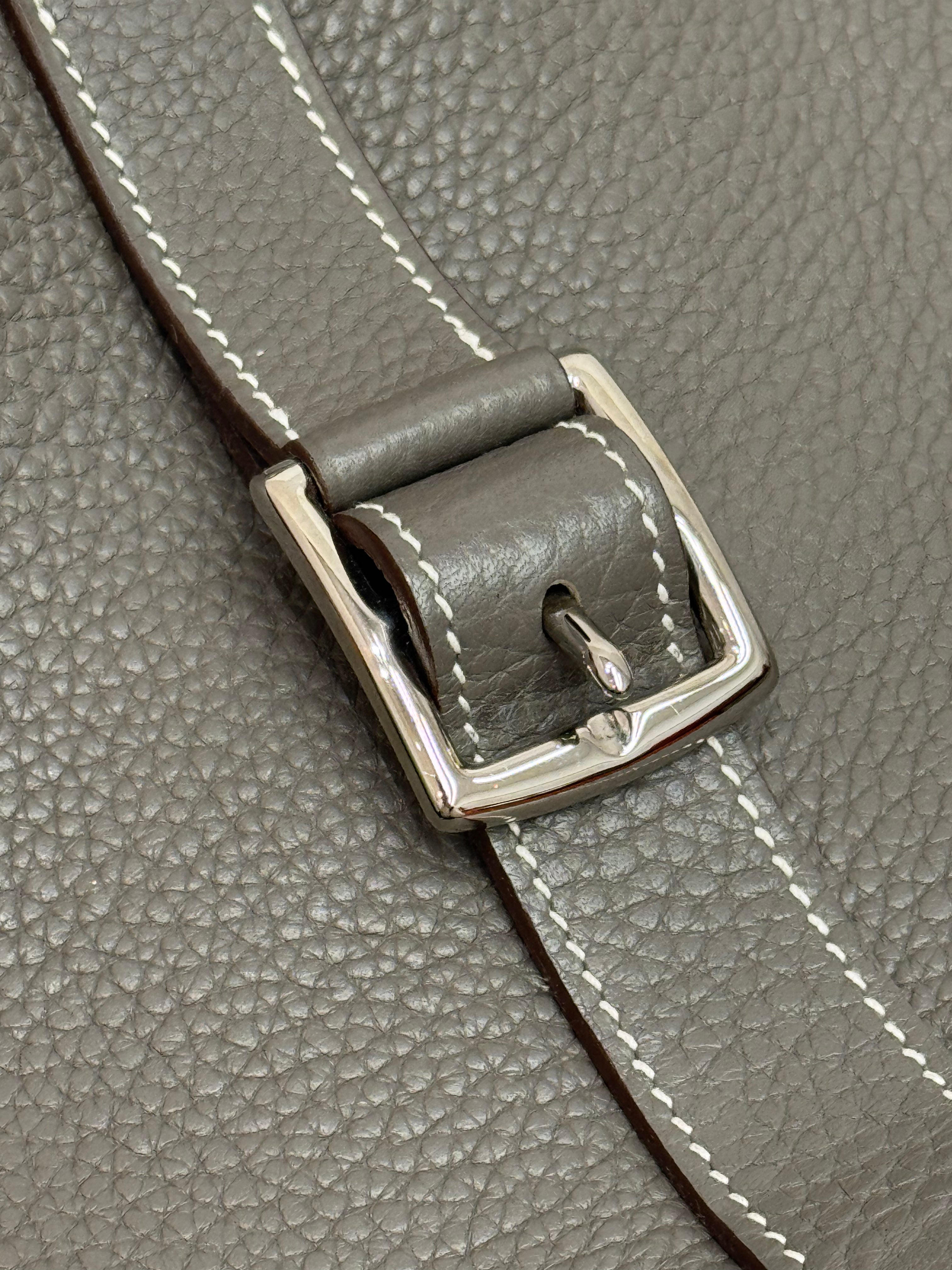 Hermes Halzan 31 Clemence Gris Etain SQUARE R