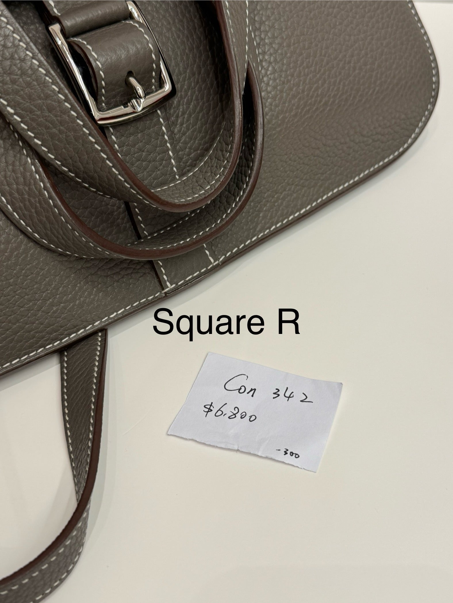 Hermes Halzan 31 Clemence Gris Etain SQUARE R