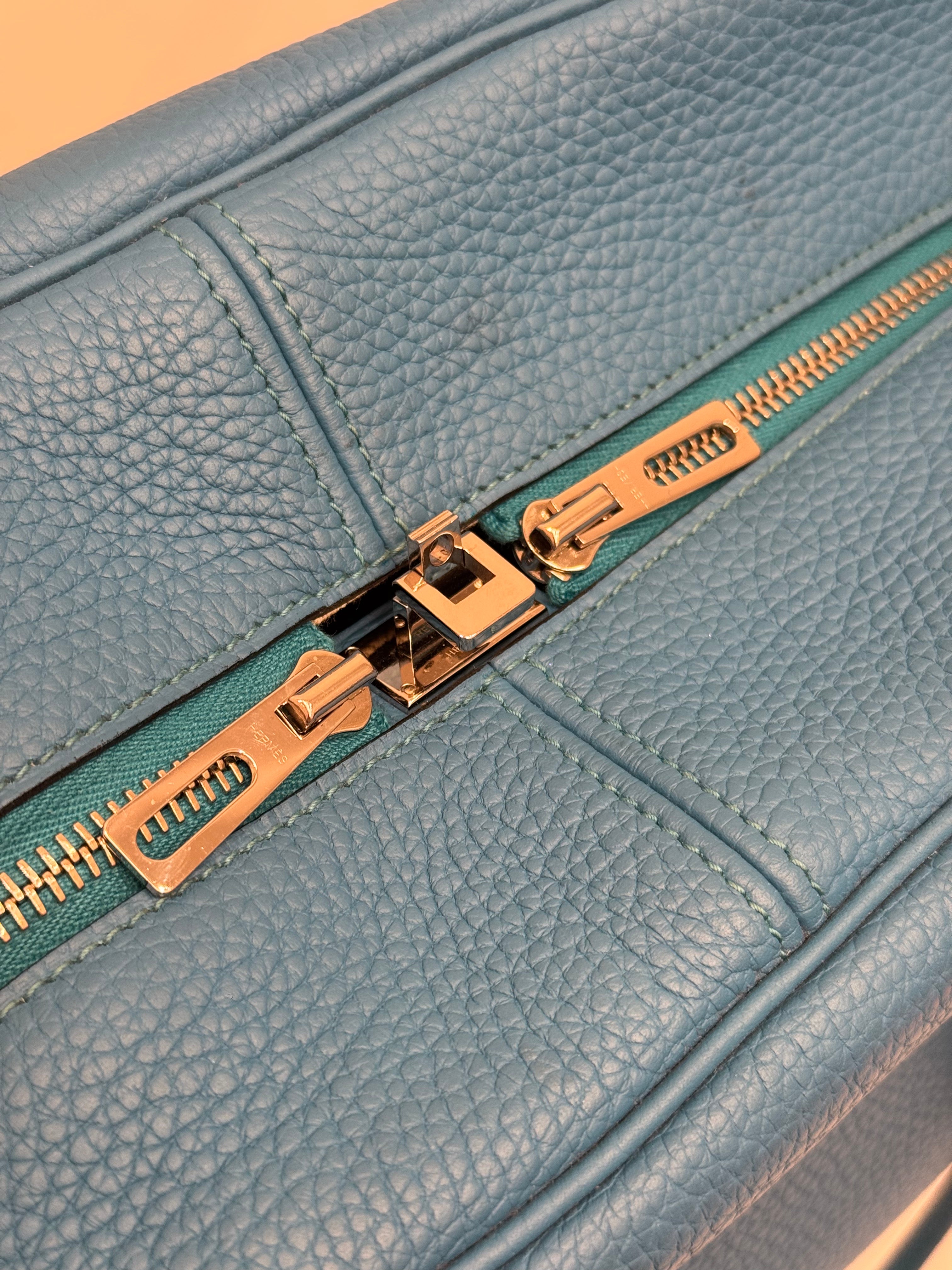 Hermes Victoria 35 Clemence Blue Celeste SQUARE R