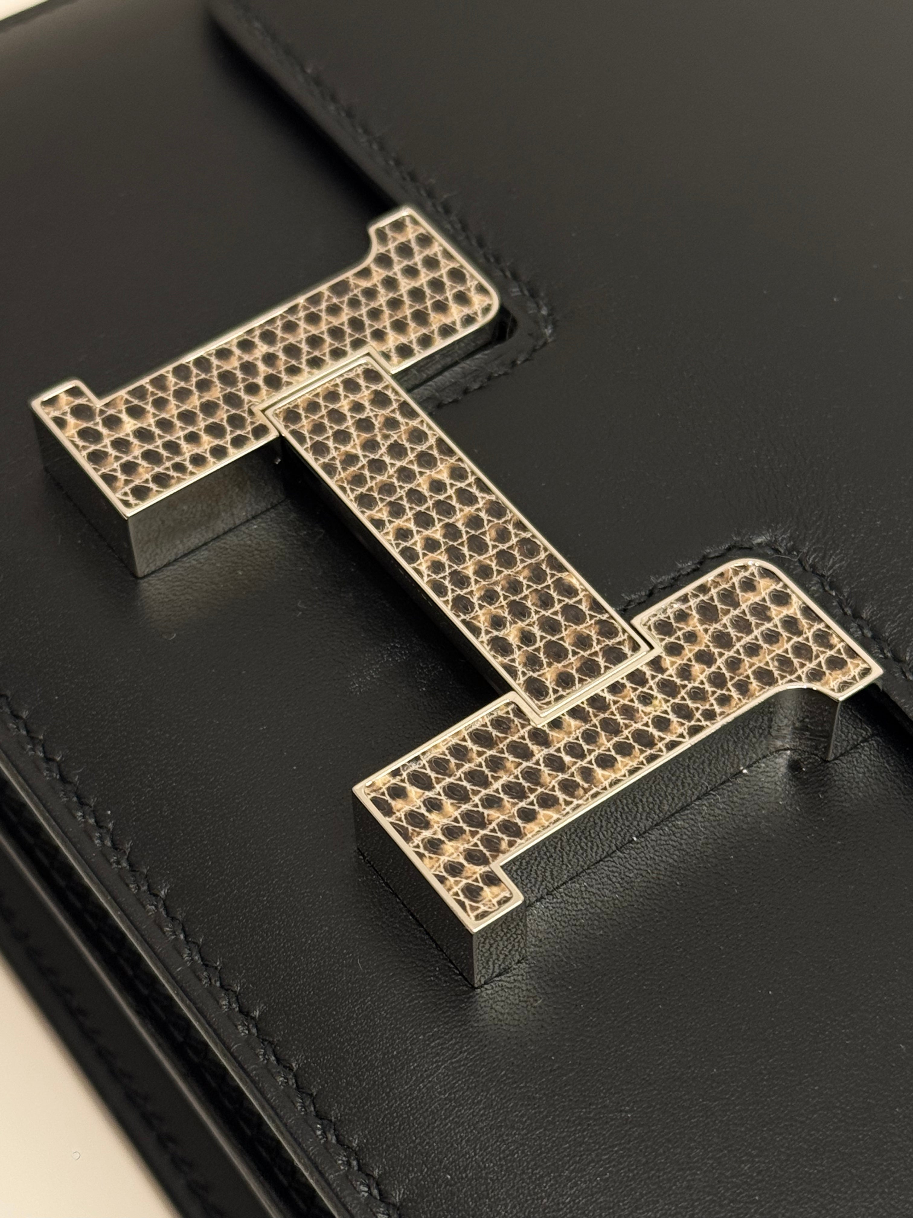 Hermes Mini Constance Monsieur Black With Lizard Buckle/Ombré STAMP Y