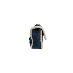 Chanel Shearling Hieroglyph Flap Denim Blue