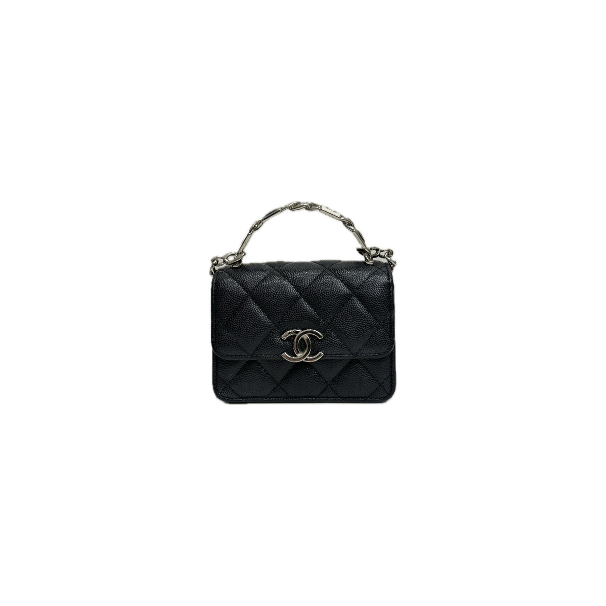Chanel Top Handle Clutch with Chain Caviar Black (Microchip)