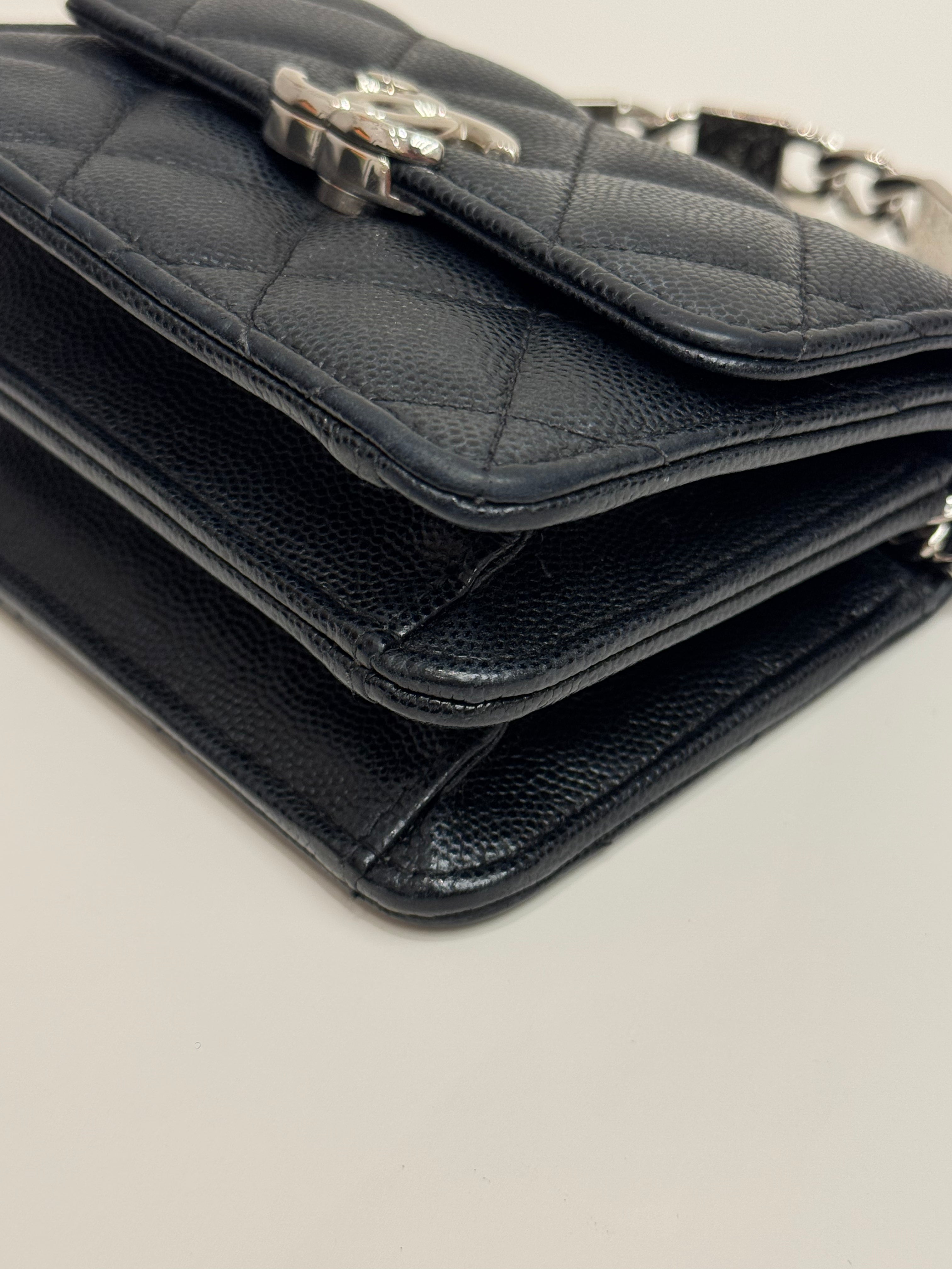 Chanel Top Handle Clutch with Chain Caviar Black (Microchip)
