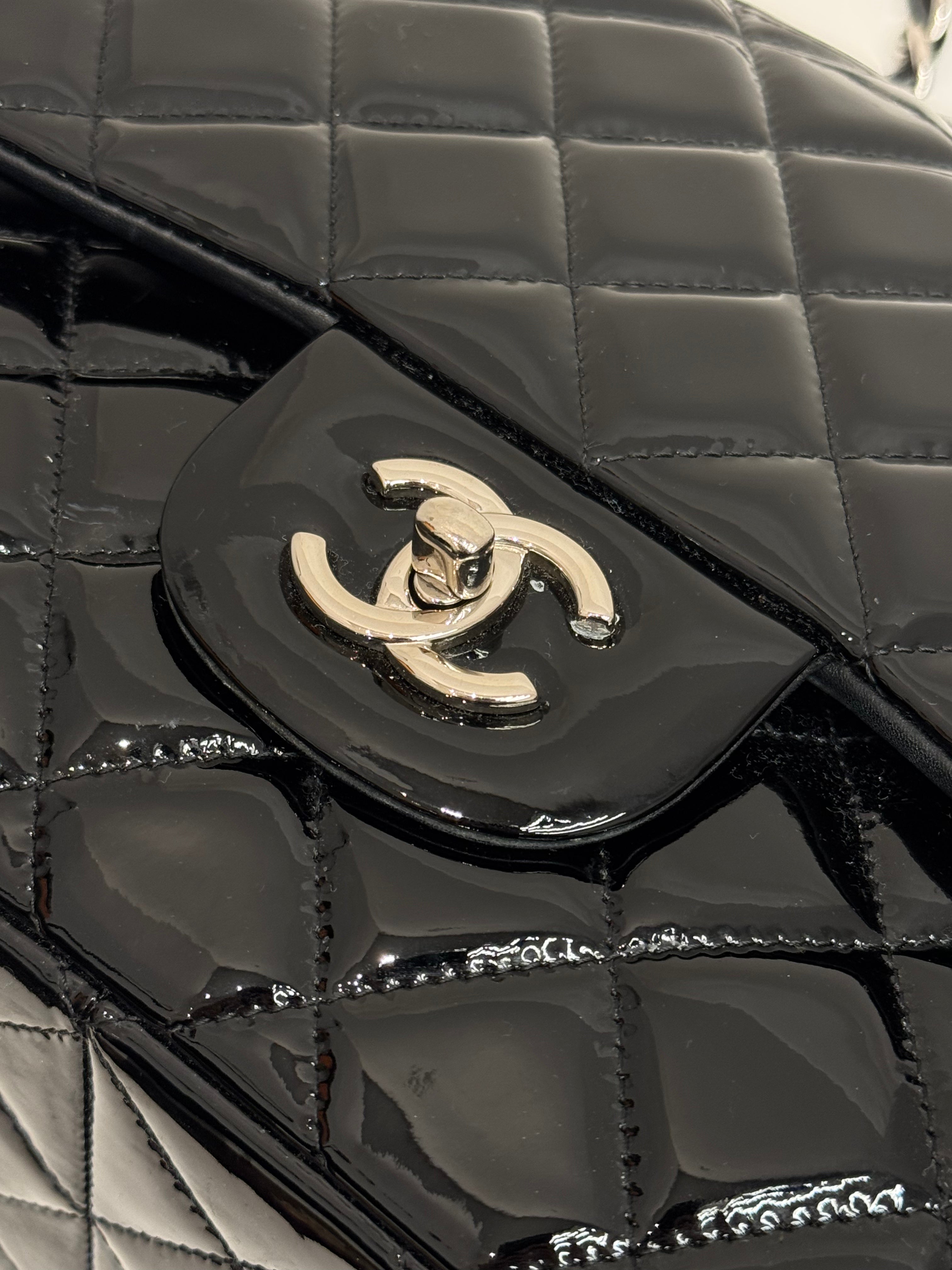 Chanel Jumbo Classic Double Flap Bag Patent Black