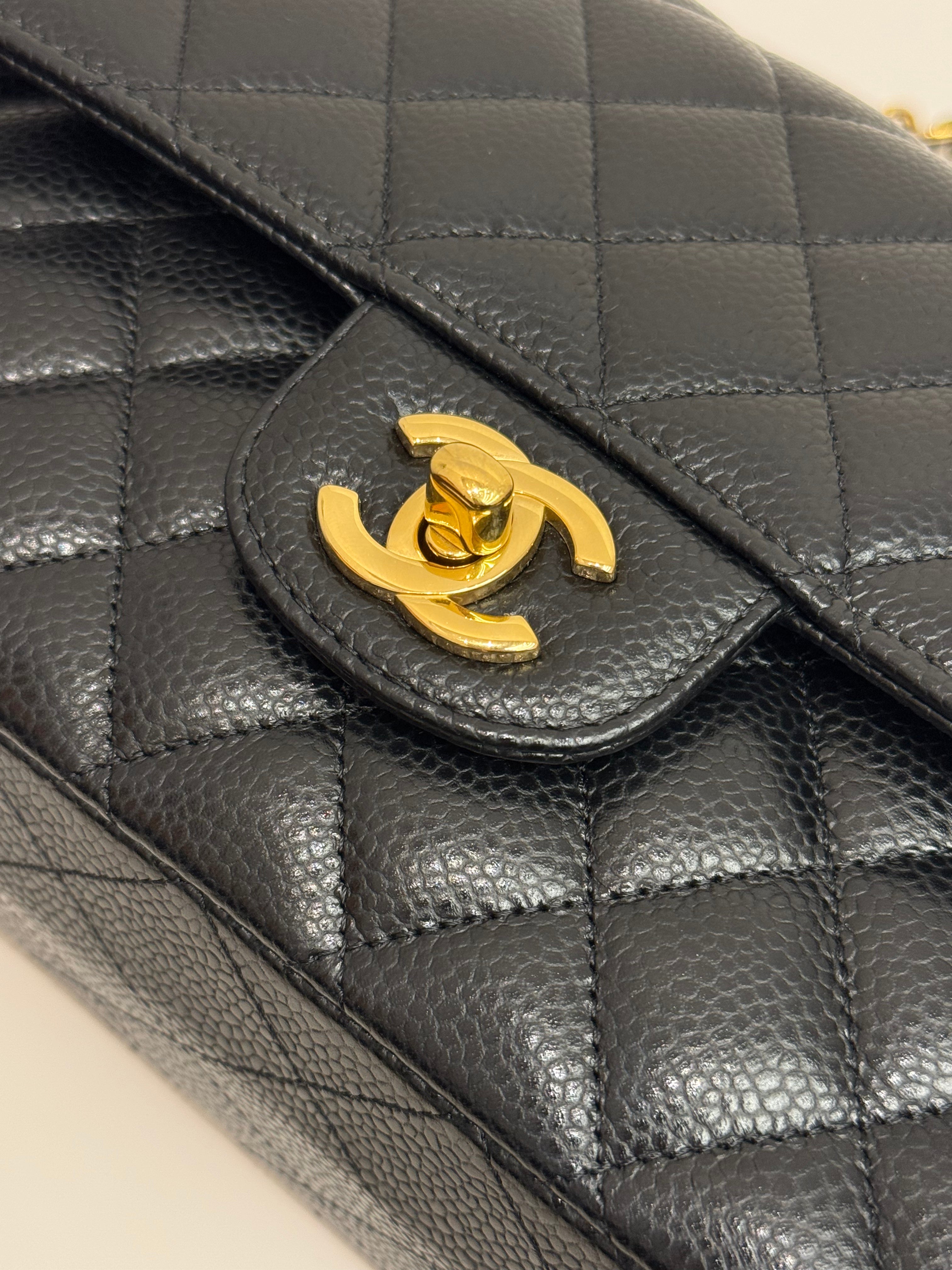 Chanel Medium Classic Double Flap Bag Caviar Black (Microchip)