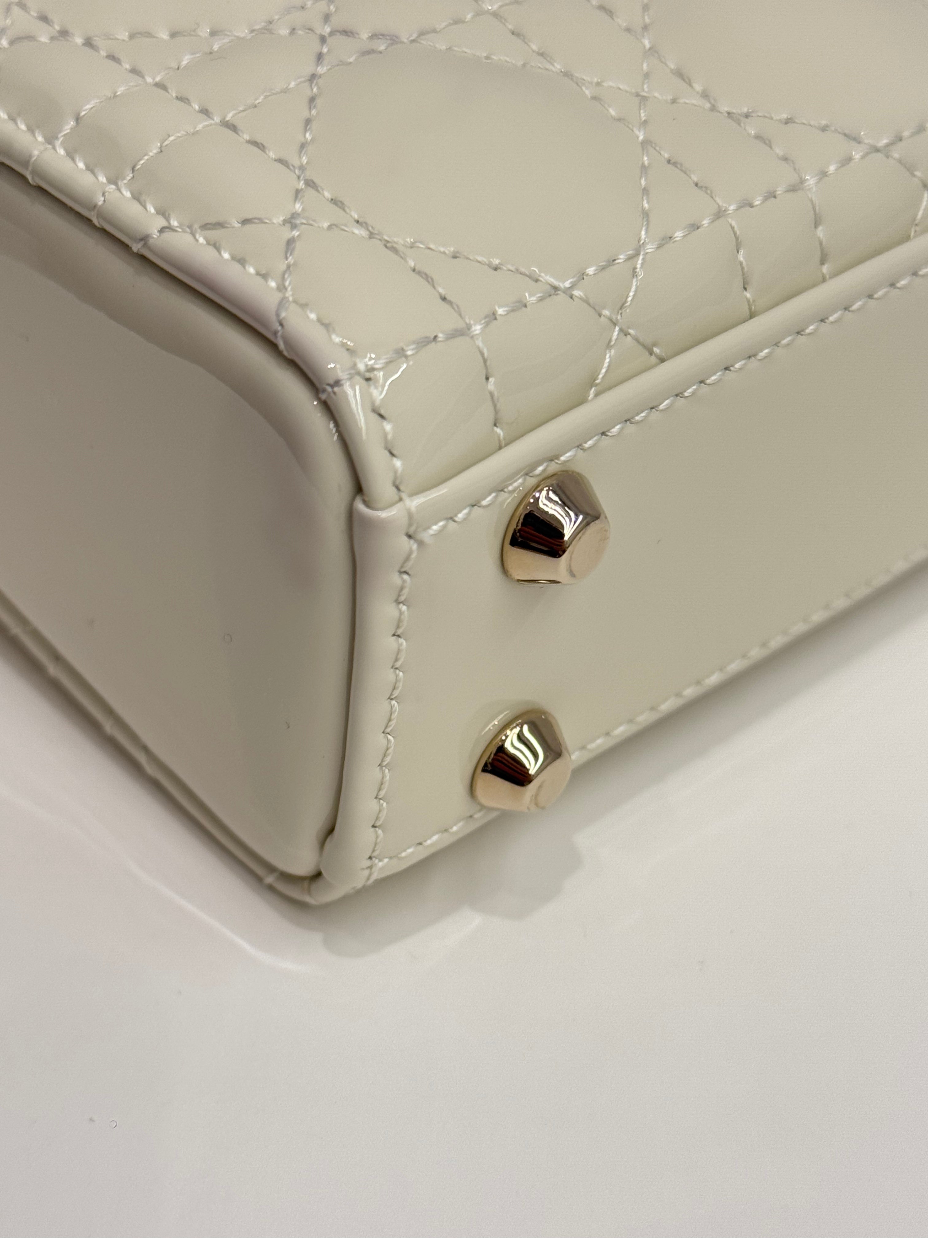 Dior Micro Lady Dior Patent White