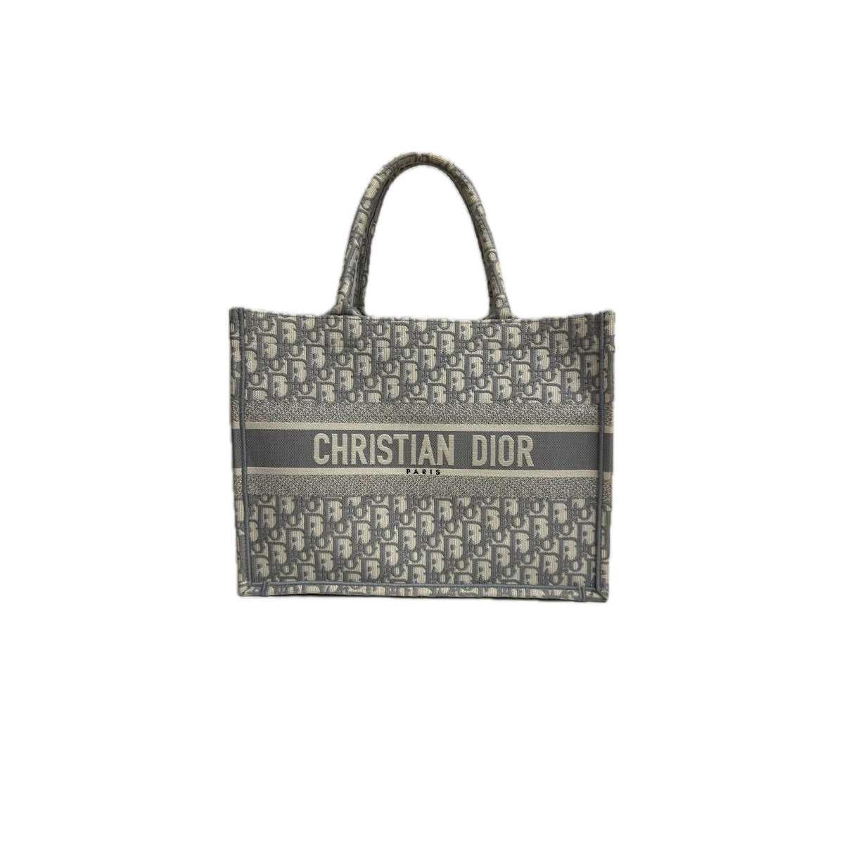 Dior Meduim Dior Book Tote Oblique Embroidery Grey