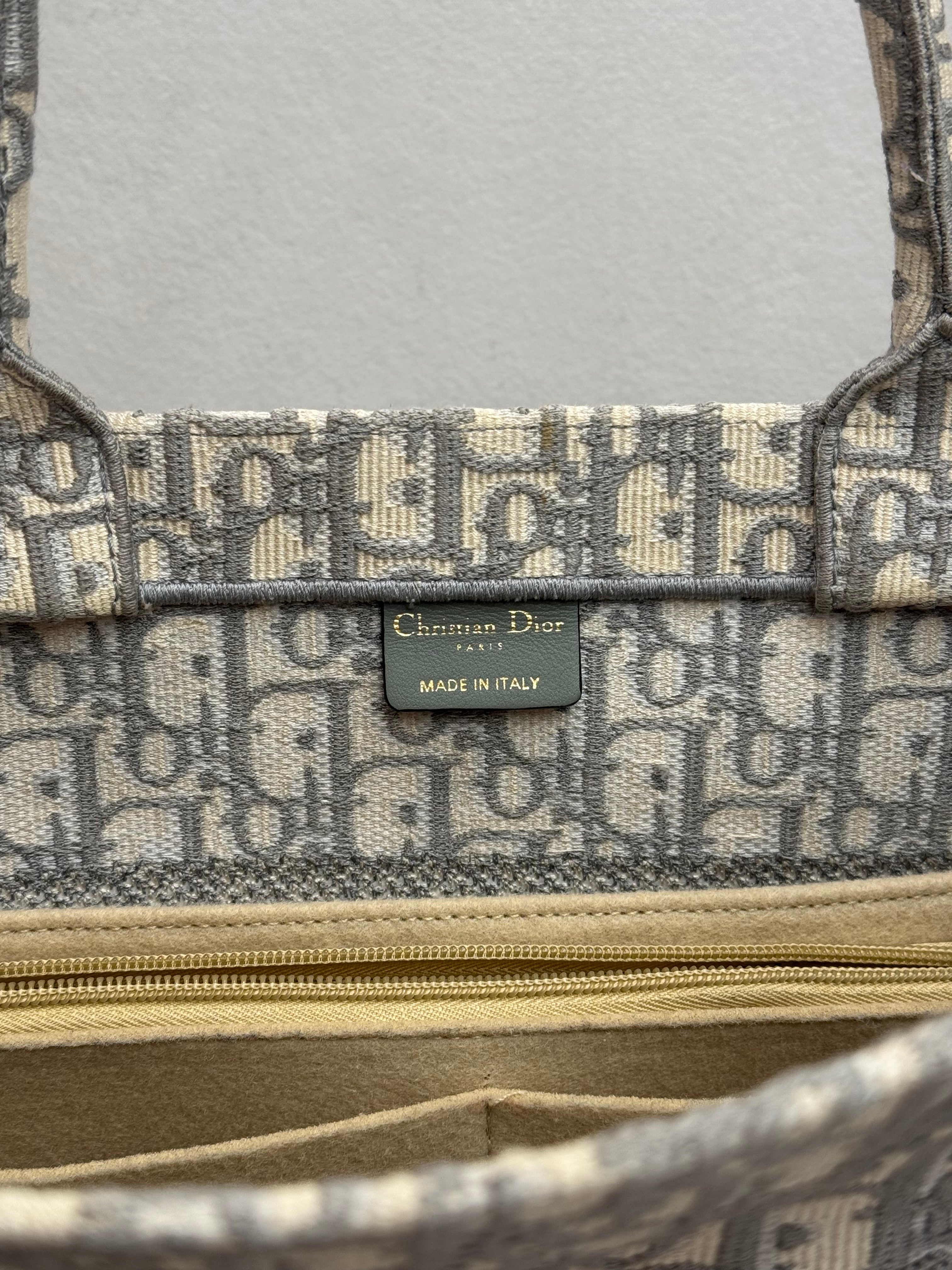 Dior Meduim Dior Book Tote Oblique Embroidery Grey