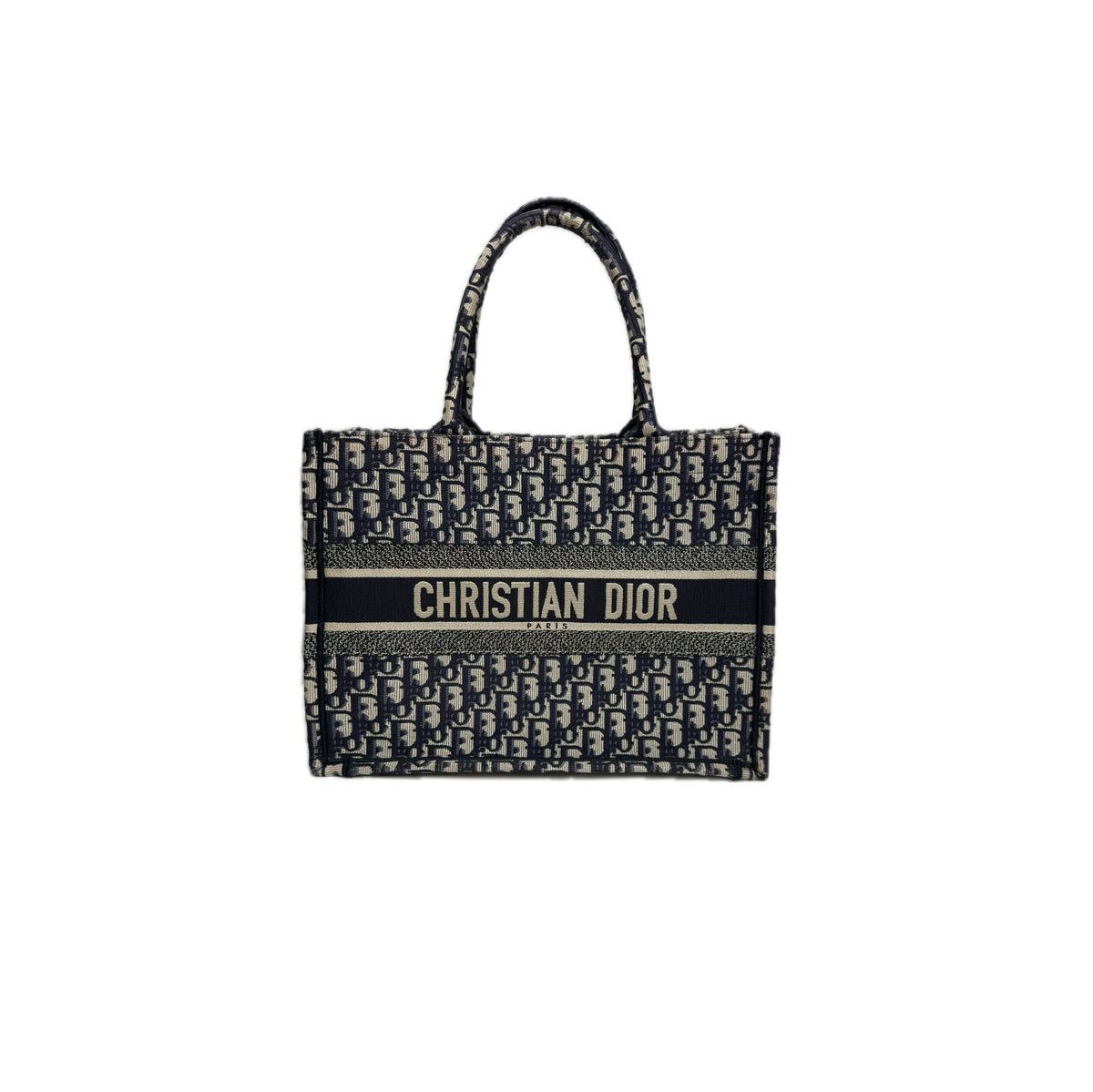Dior Medium Dior Book Tote Oblique Embroidery Ecru/Blue