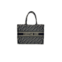 Dior Medium Dior Book Tote Oblique Embroidery Ecru/Blue