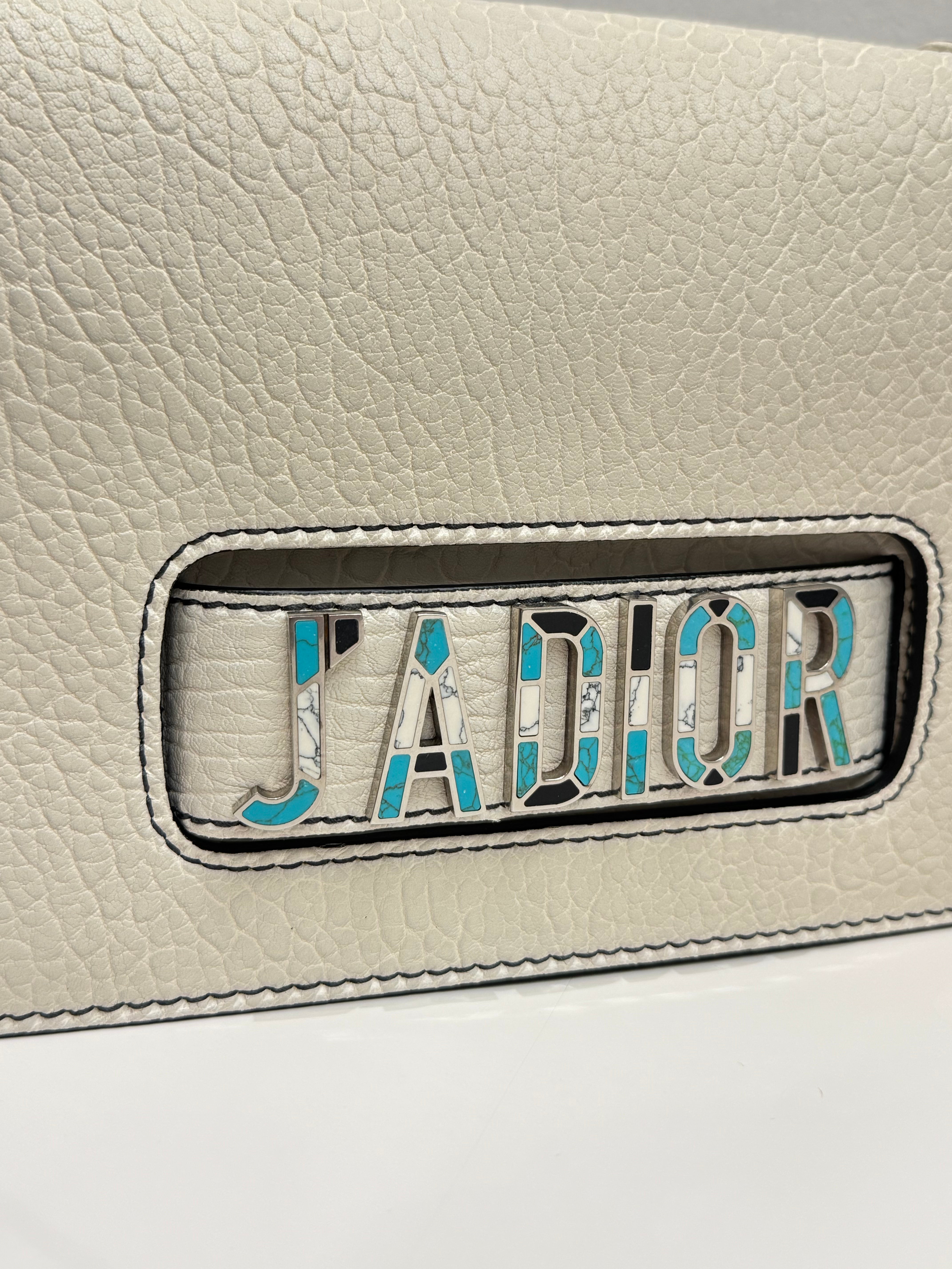 DIOR J'ADIOR Medium Flap Bag With Chain White