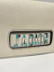 DIOR J'ADIOR Medium Flap Bag With Chain White
