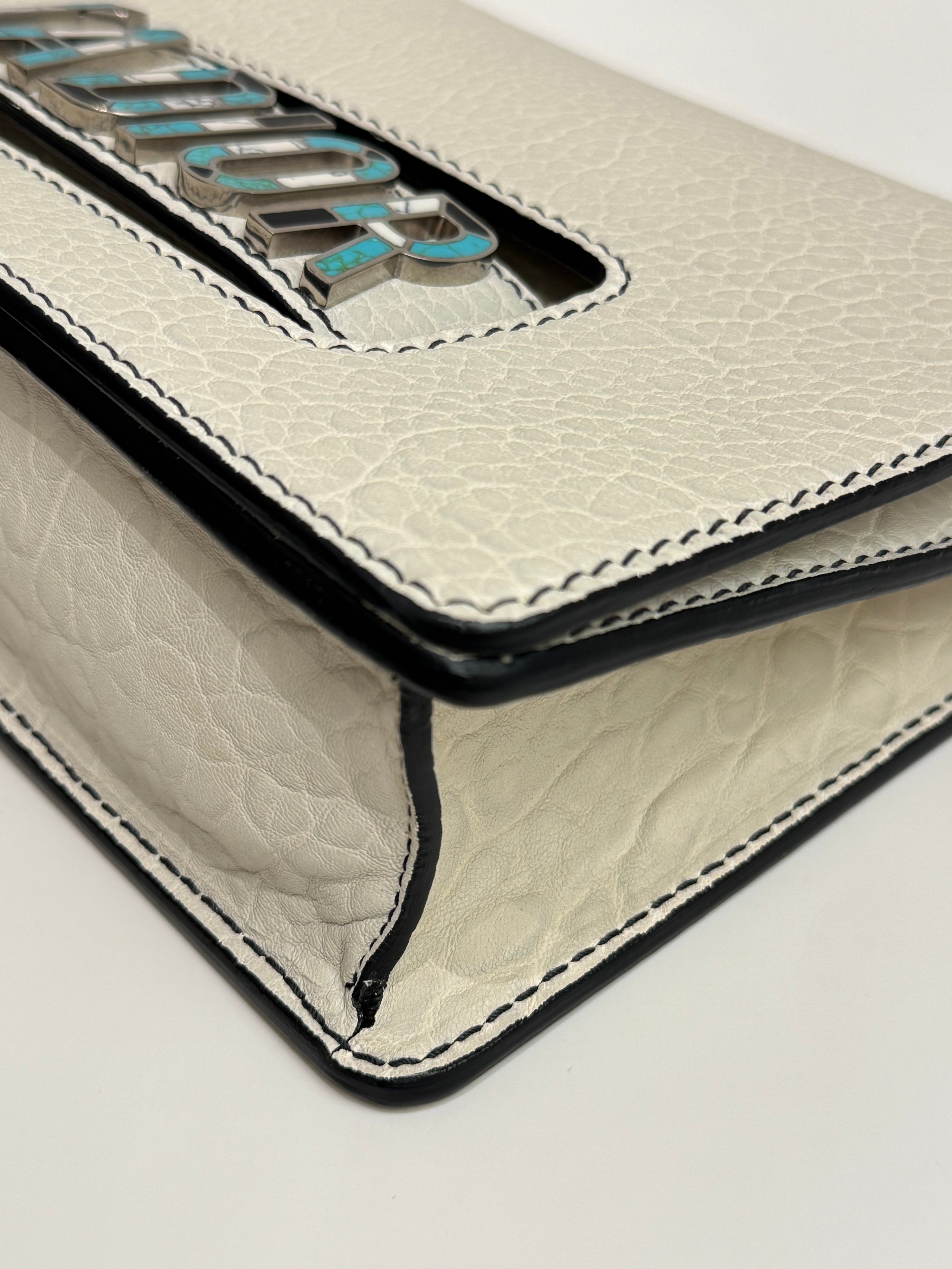 DIOR J'ADIOR Medium Flap Bag With Chain White