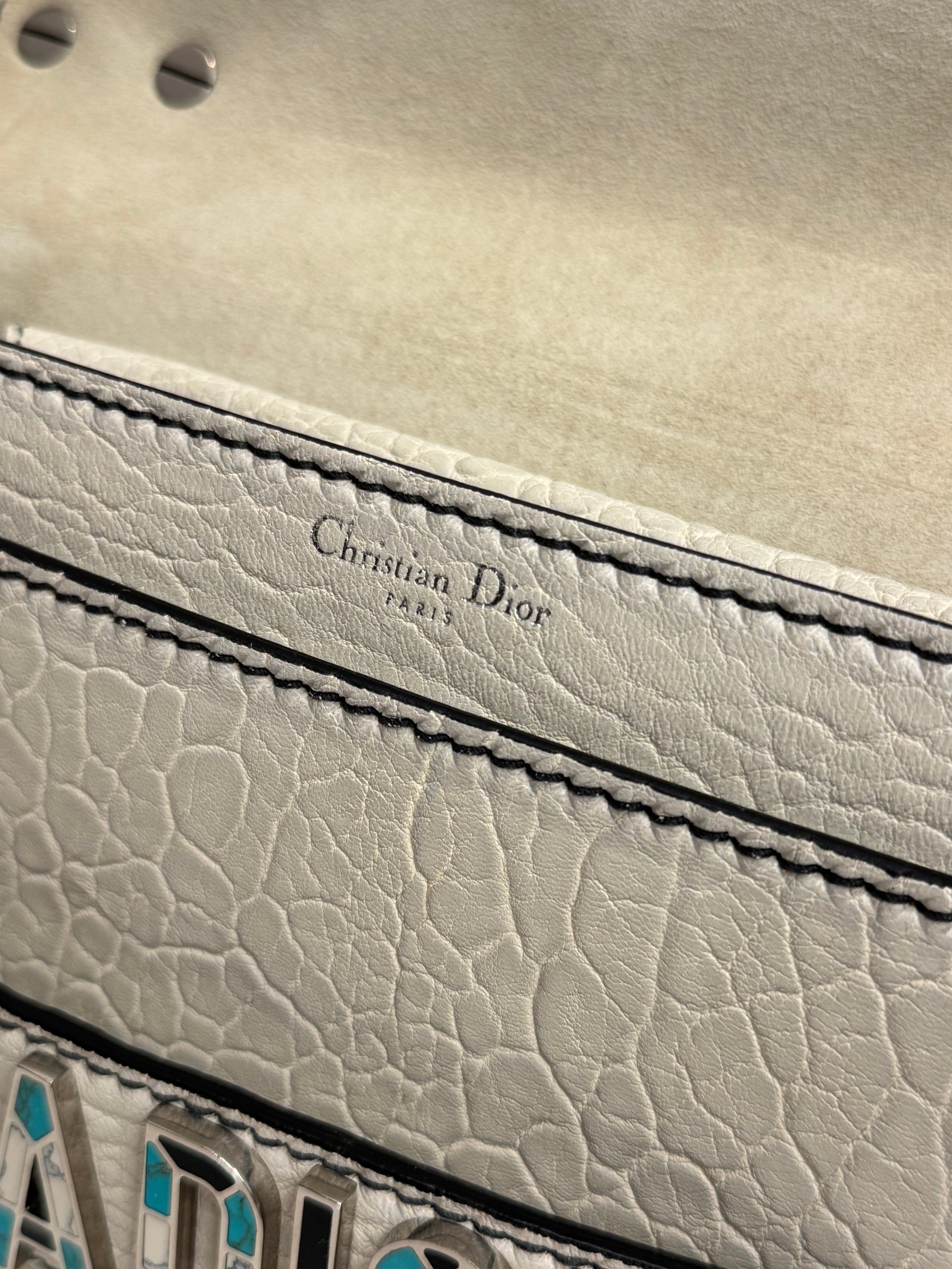 DIOR J'ADIOR Medium Flap Bag With Chain White