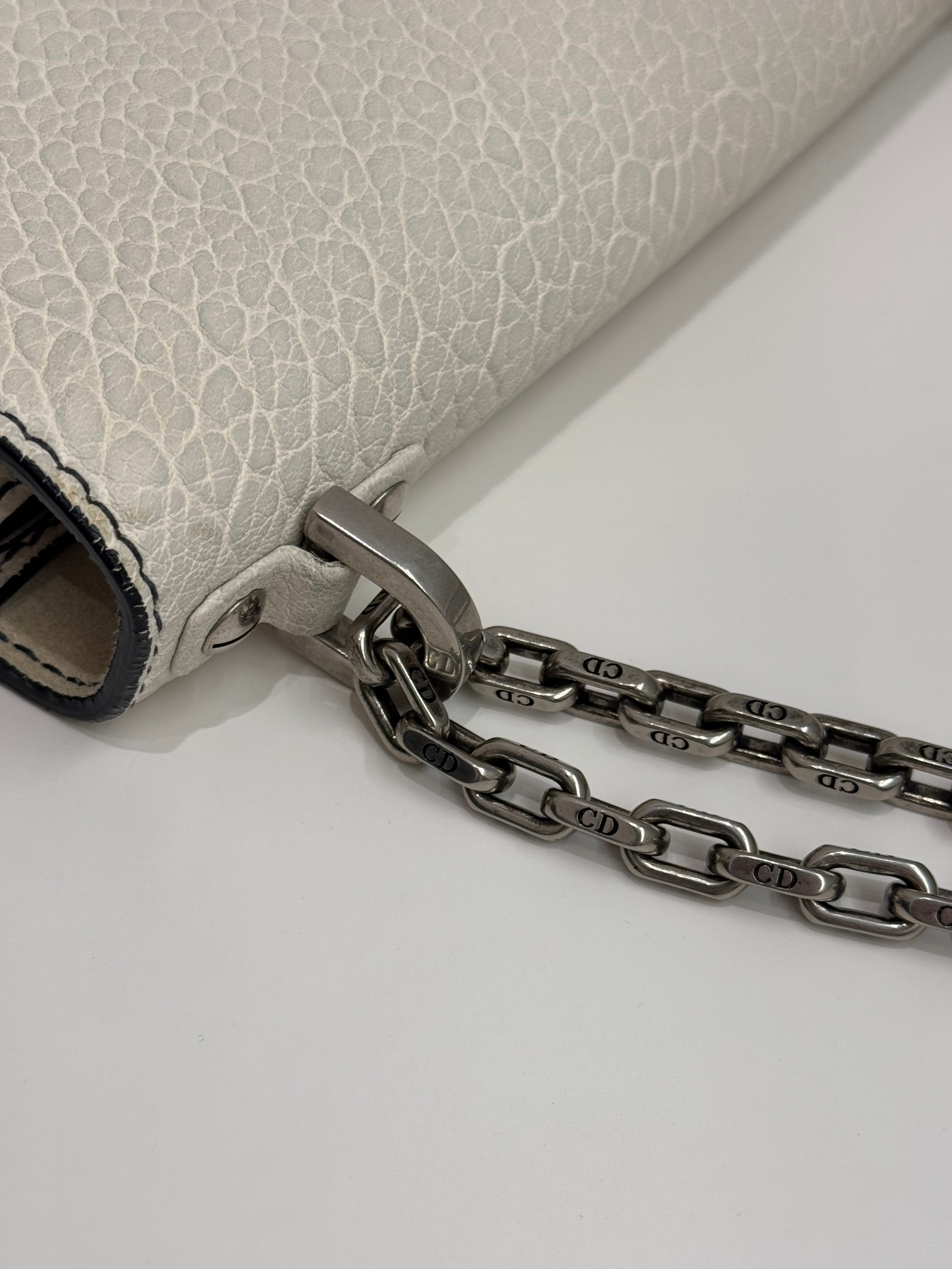 DIOR J'ADIOR Medium Flap Bag With Chain White