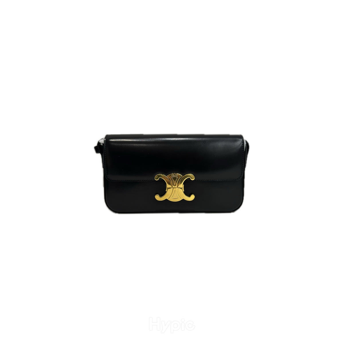 Celine Triomphe Shoulder Bag Calfskin Black