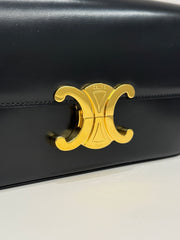Celine Triomphe Shoulder Bag Calfskin Black