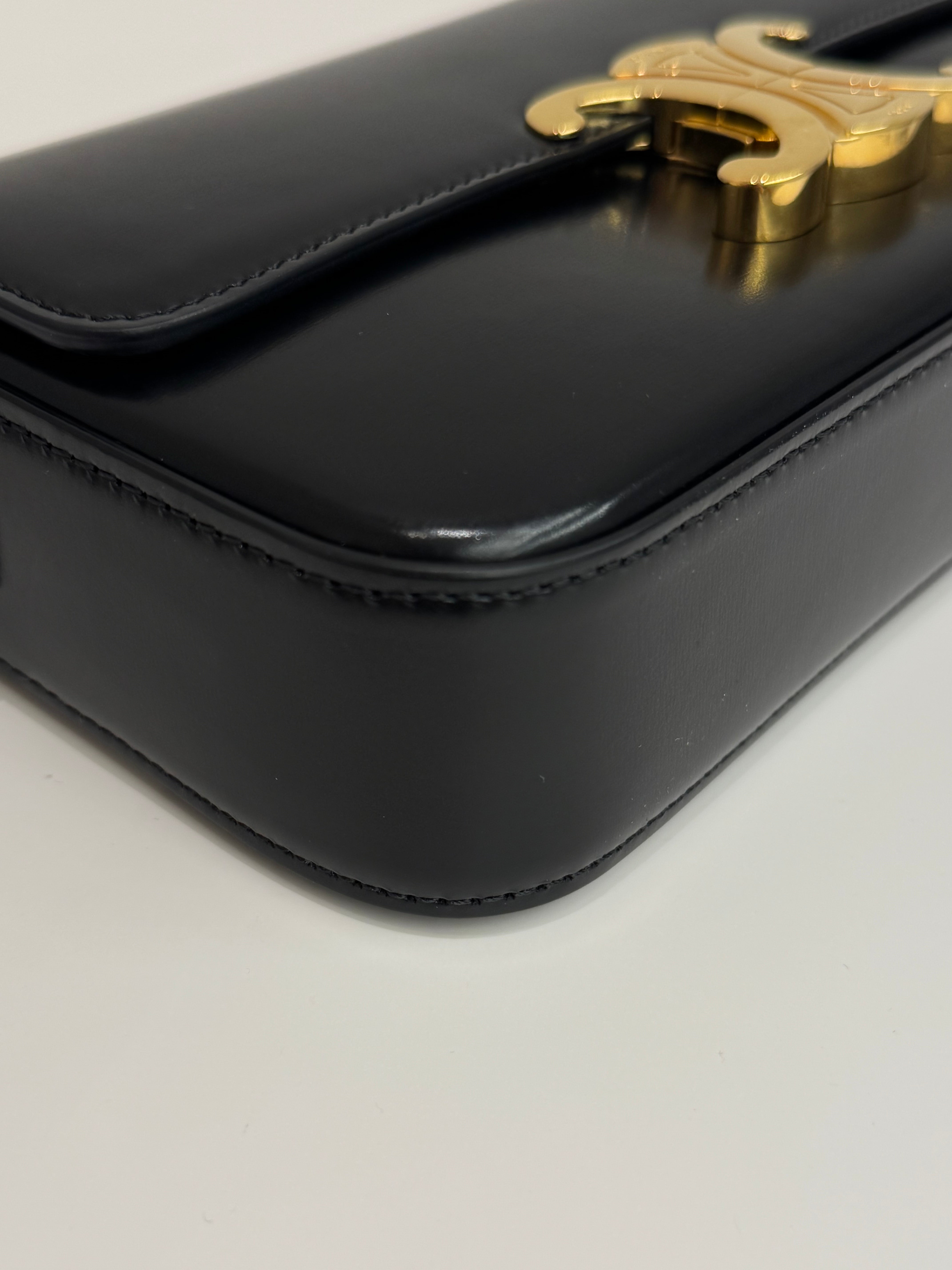 Celine Triomphe Shoulder Bag Calfskin Black
