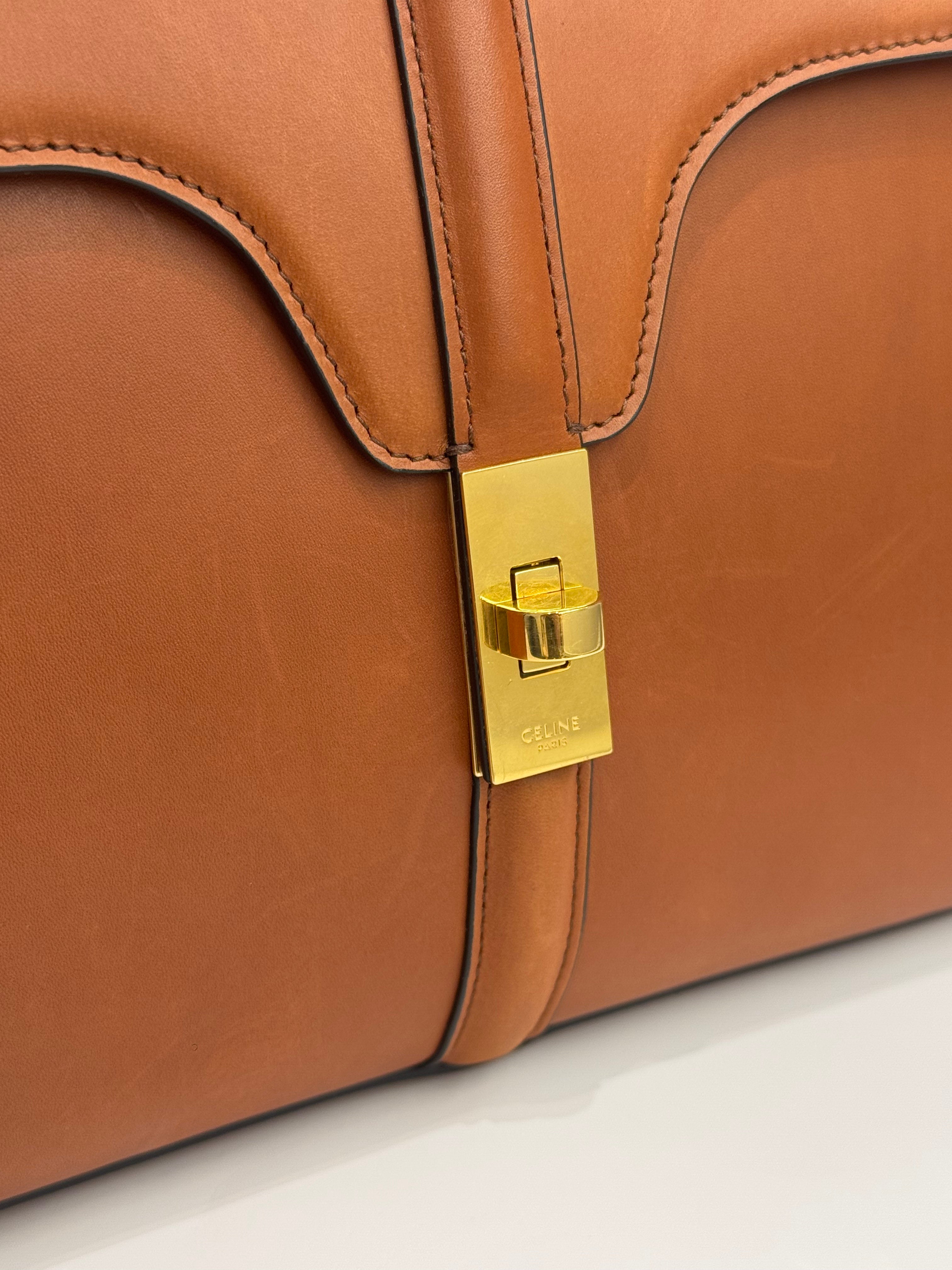 Celine Small 16 Bag in Natural Calfskin Tan