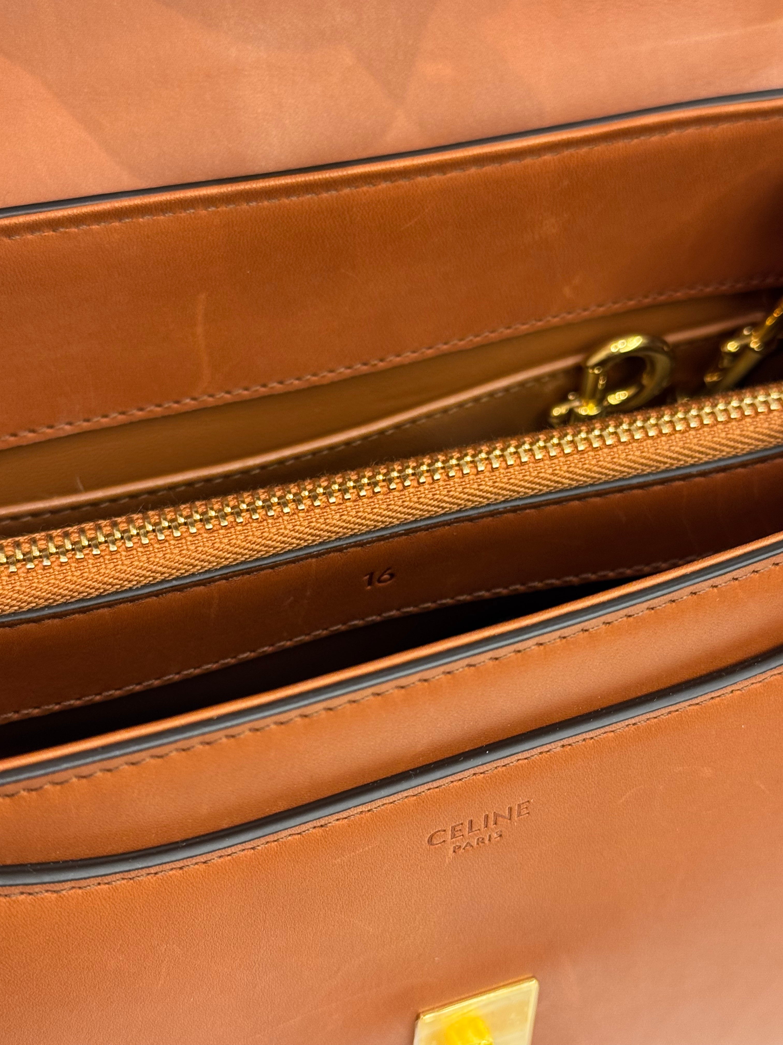 Celine Small 16 Bag in Natural Calfskin Tan