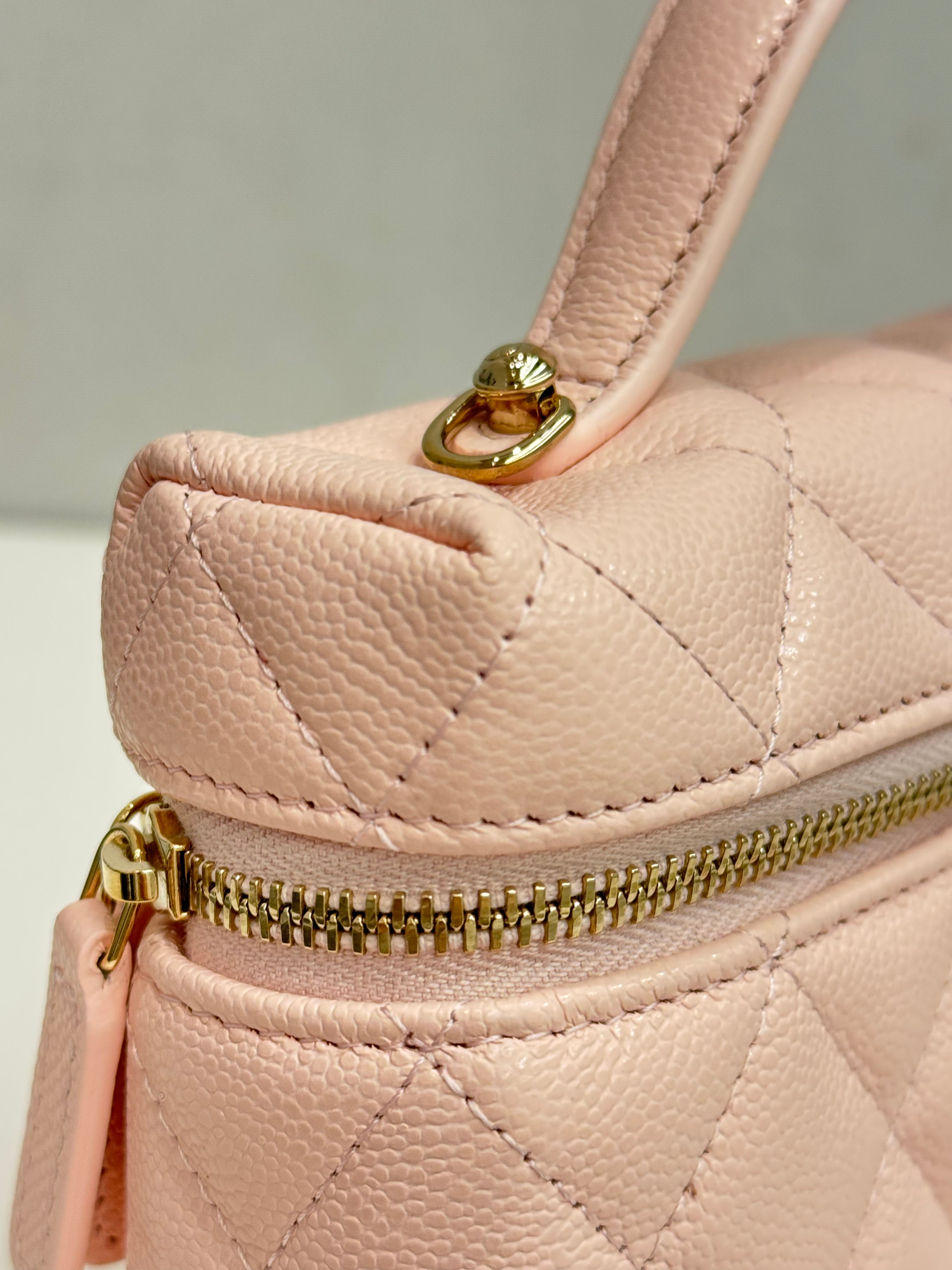 Chanel 25P CC Top Handle Vanity Bag Caviar Pink (Microchip)