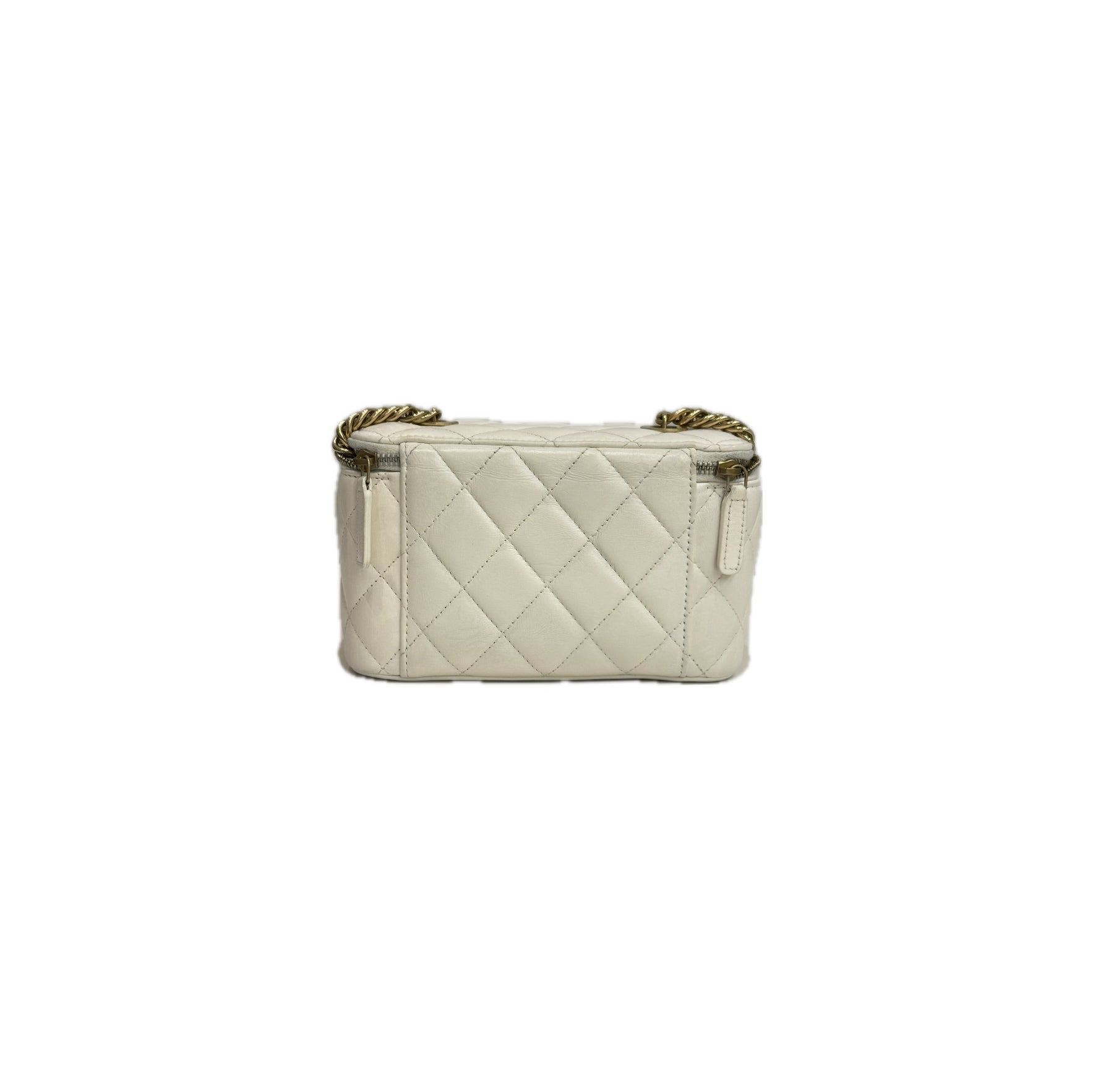 Chanel Letter/CC Logo Chain Long Vanity Calfskin White (Microchip)