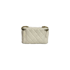 Chanel Letter/CC Logo Chain Long Vanity Calfskin White (Microchip)