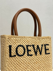 Loewe A5 Tote Bag Raffia/Calfskin Natural/Tan