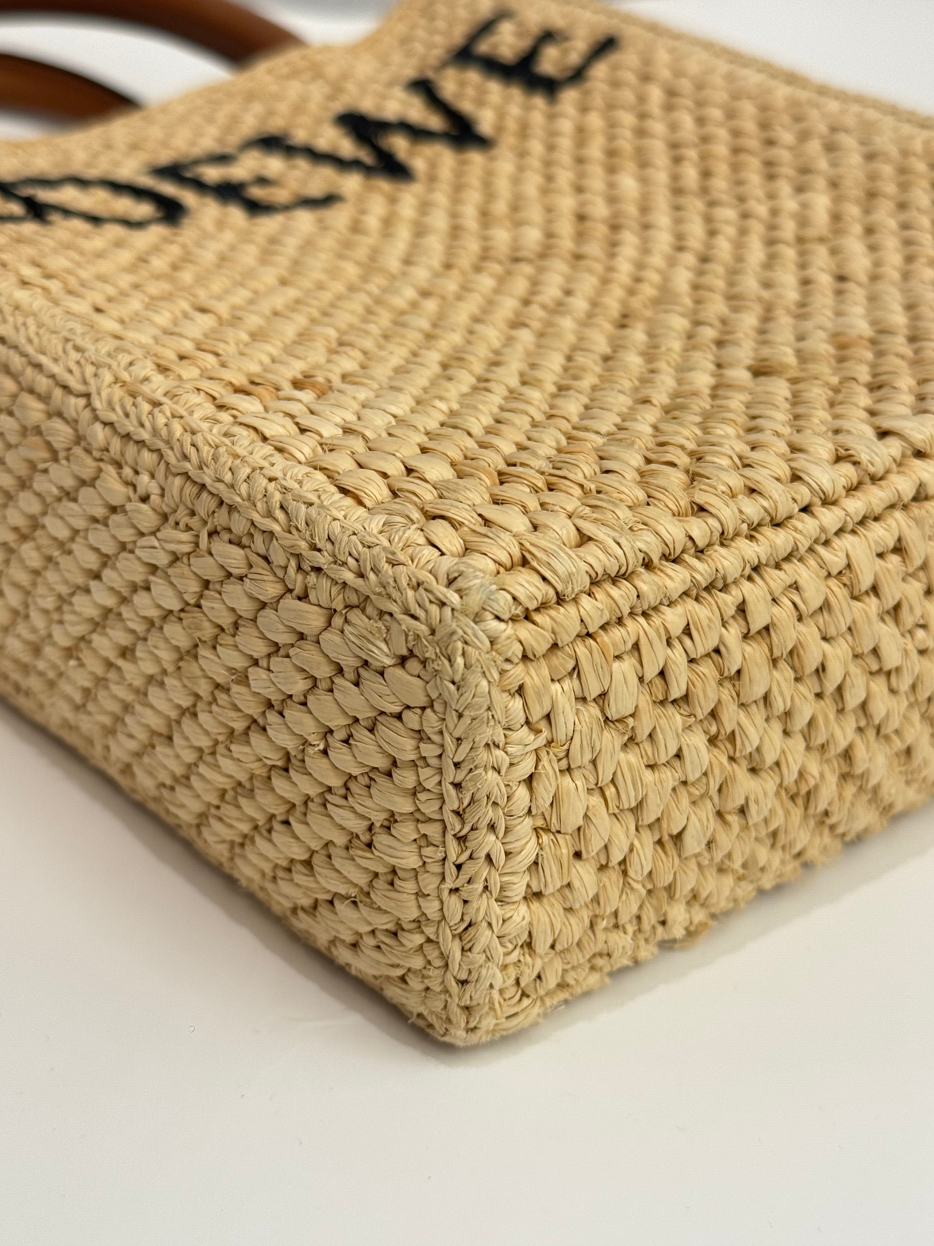 Loewe A5 Tote Bag Raffia/Calfskin Natural/Tan